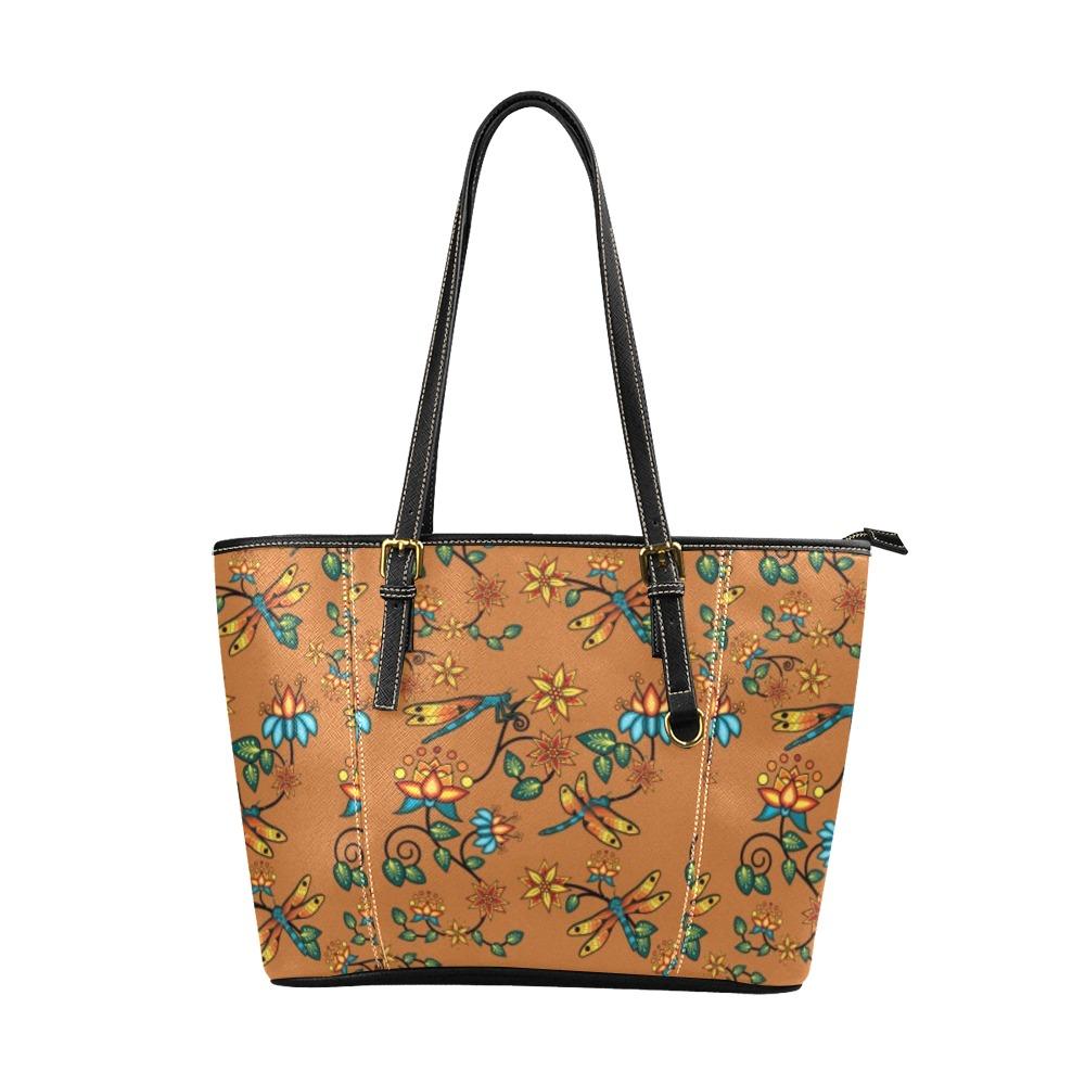 Dragon Lily Sierra Leather Tote Bag/Large (Model 1640) Leather Tote Bag (1640) e-joyer
