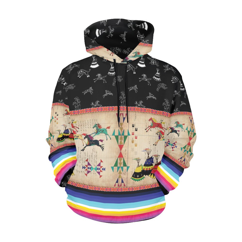 Horses Running Black Sky Hoodie for Women (USA Size)