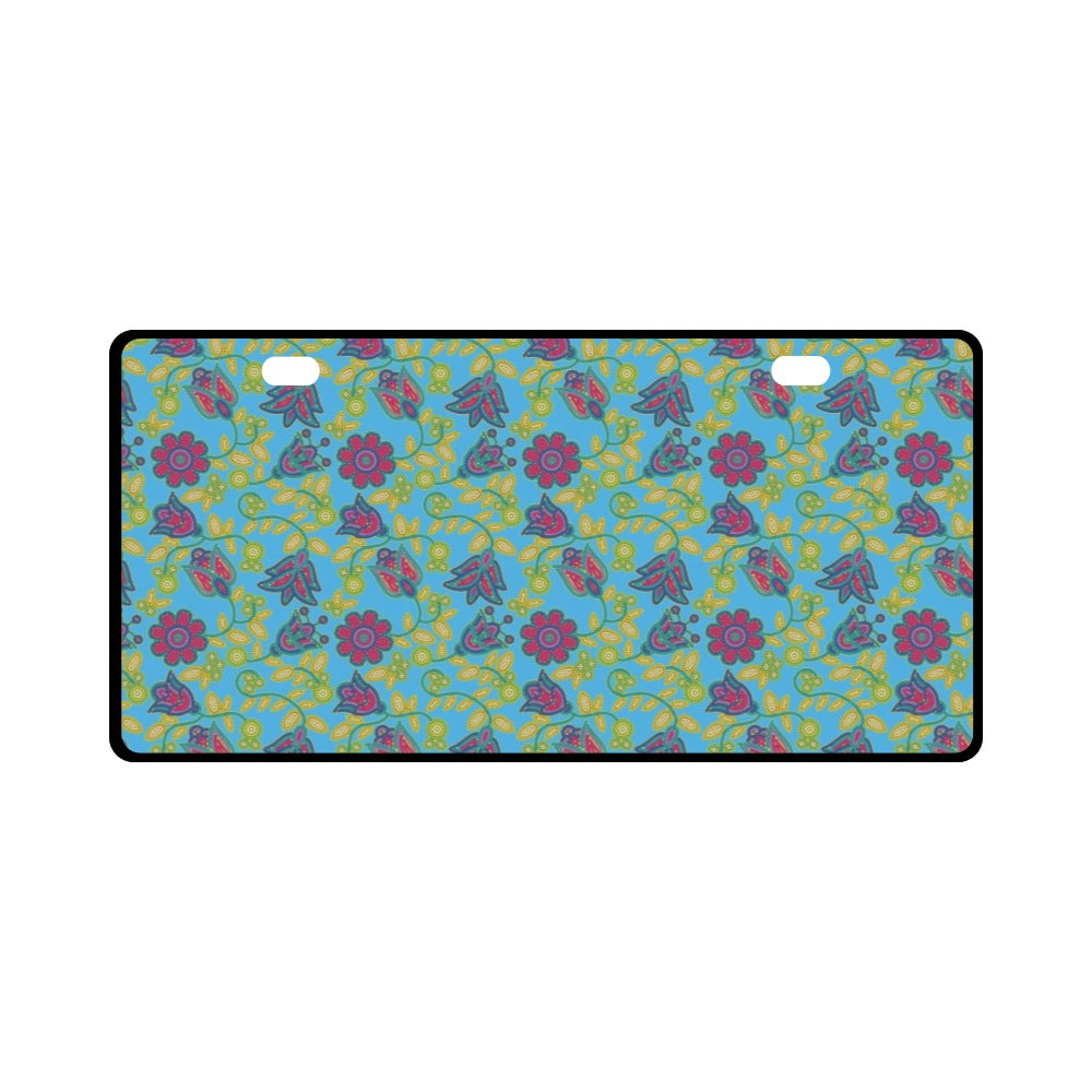 Beaded Nouveau Lime License Plate