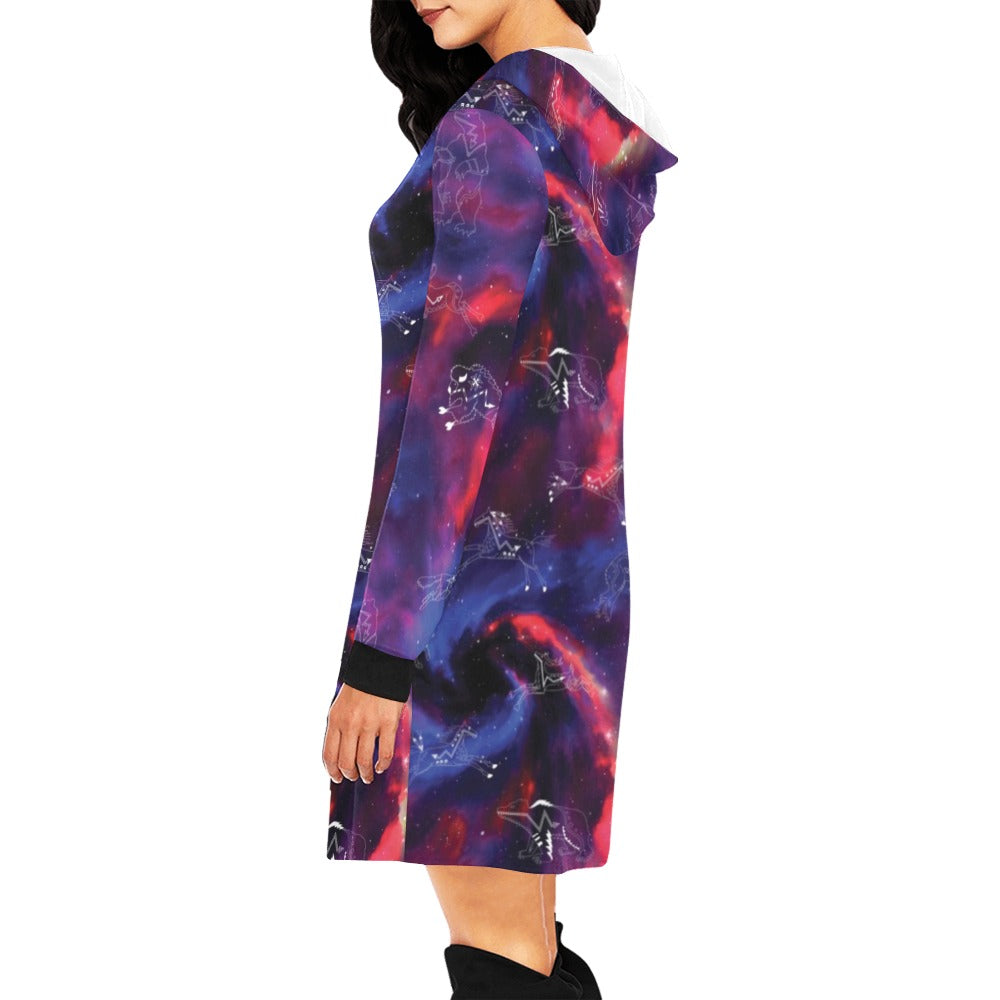 Animal Ancestors 3 Blue Pink Swirl Hoodie Dress