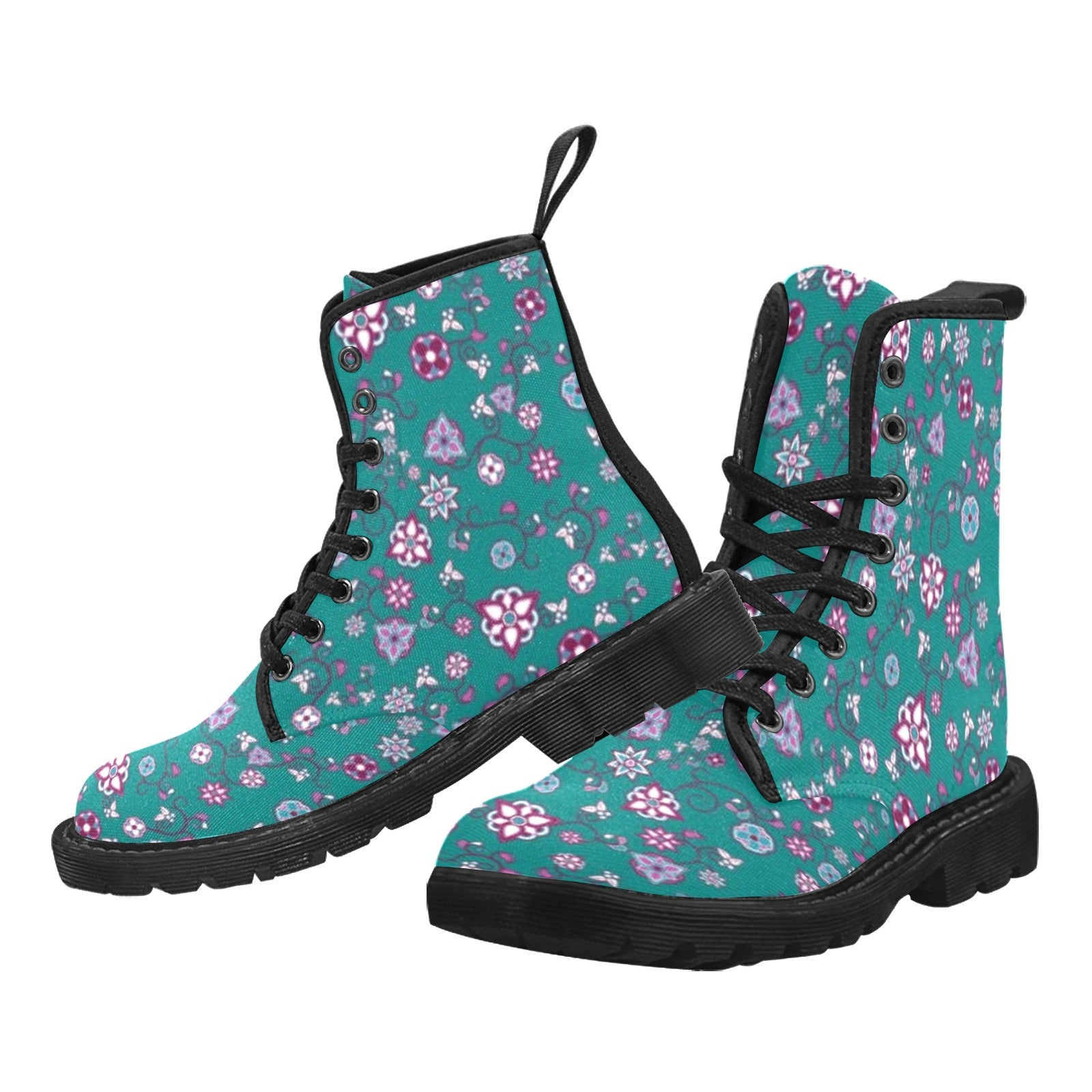 Burgundy Bloom Boots for Men (Black)