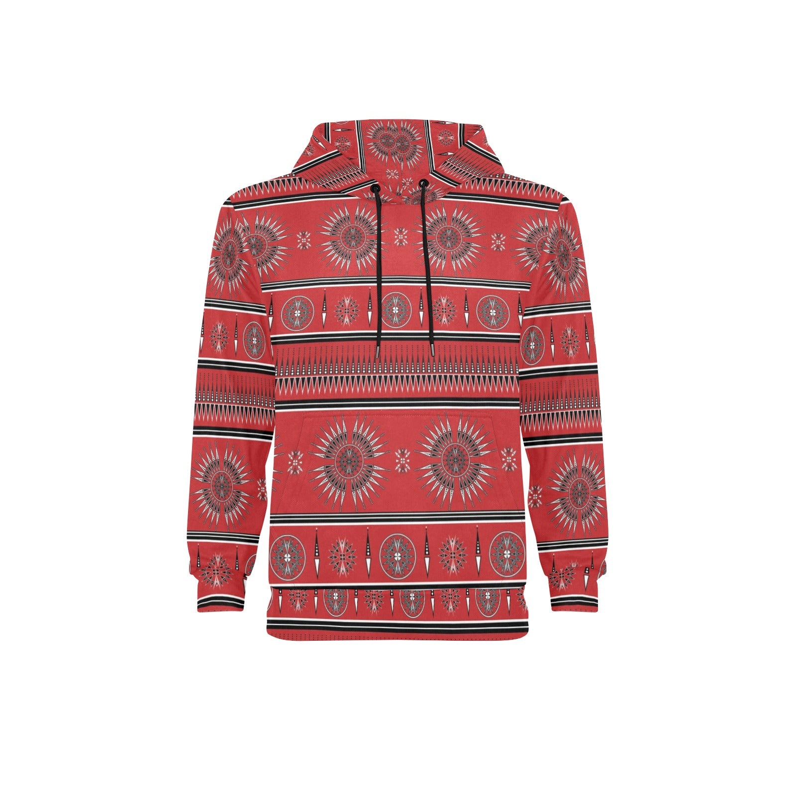 Evening Feather Wheel Blush Men's Long Sleeve Fleece Hoodie