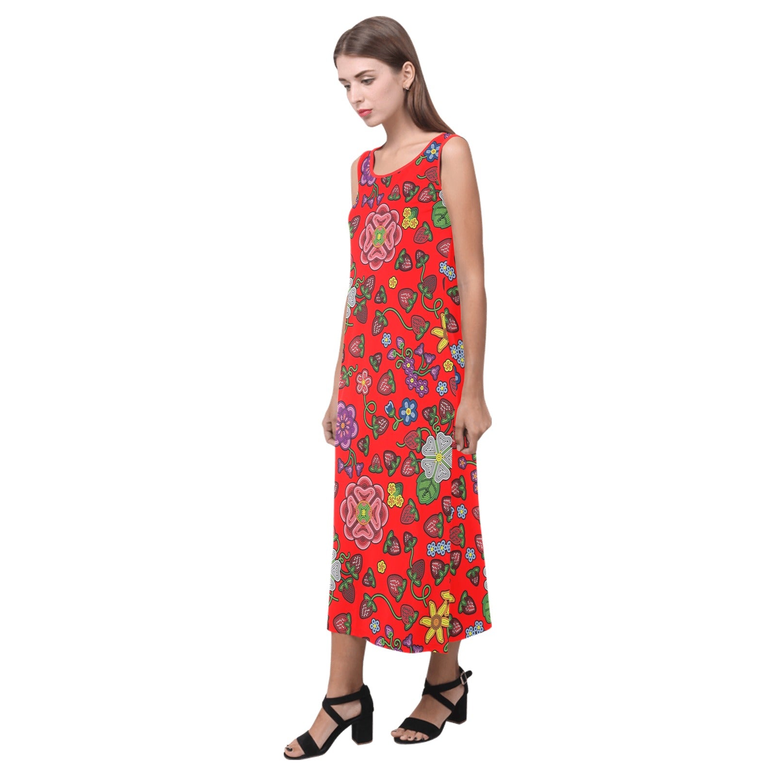 Berry Pop Fire Phaedra Sleeveless Open Fork Long Dress