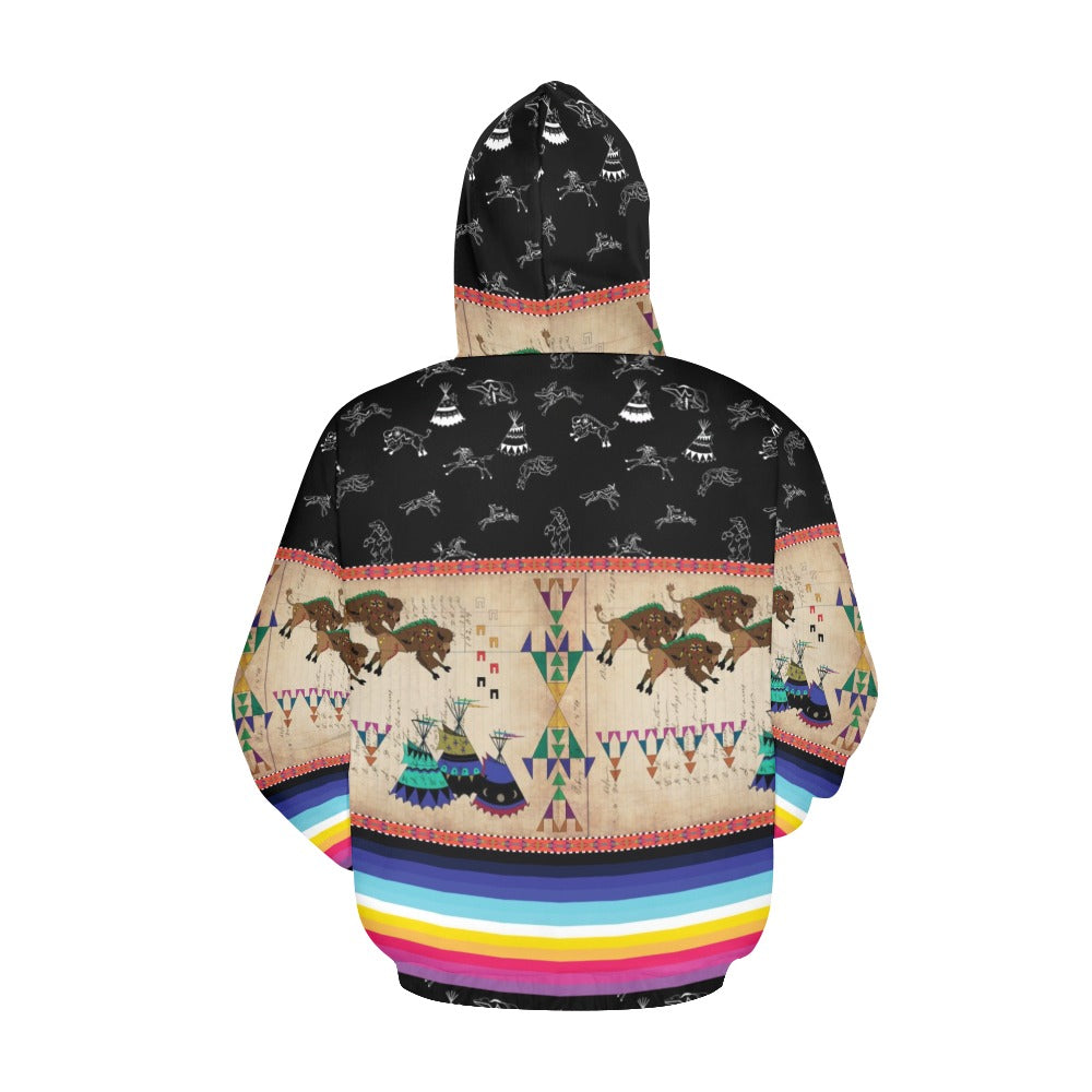 Buffalos Running Black Sky Hoodie for Women (USA Size)
