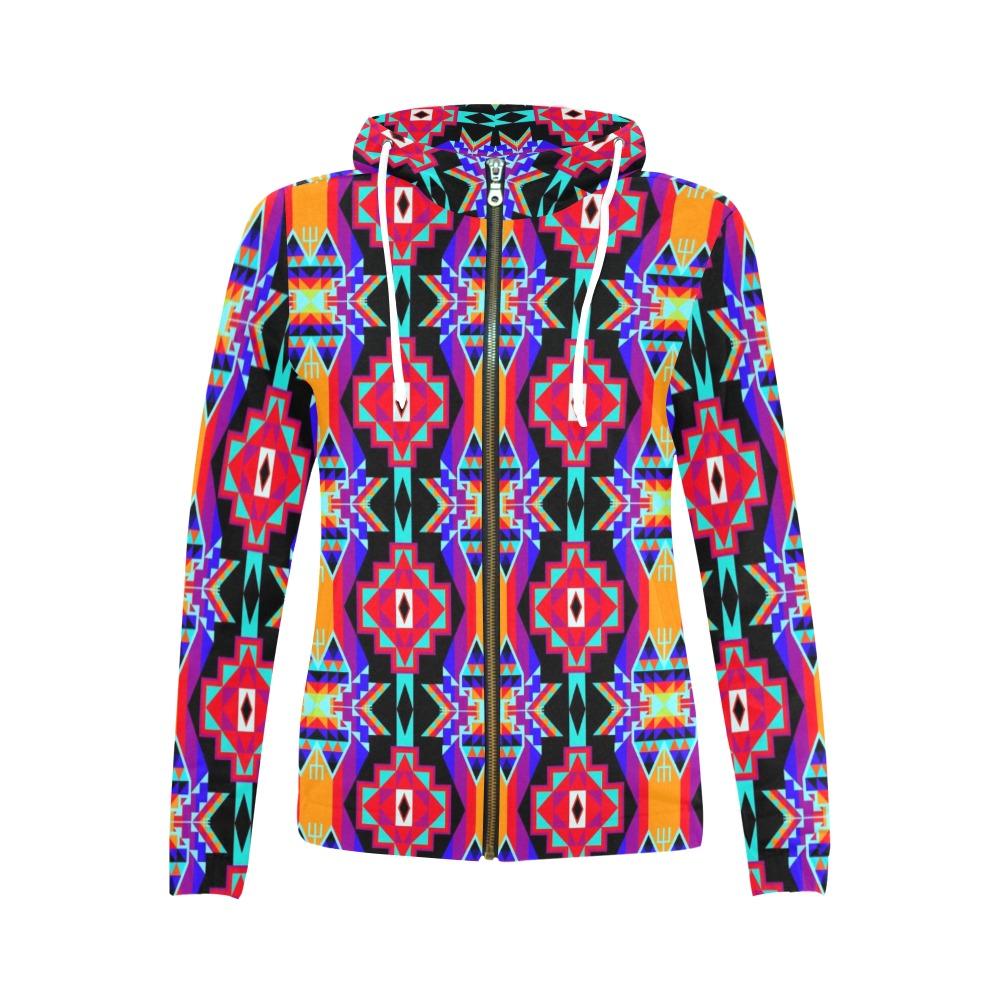 Fancy Bustle All Over Print Full Zip Hoodie for Women (Model H14) All Over Print Full Zip Hoodie for Women (H14) e-joyer