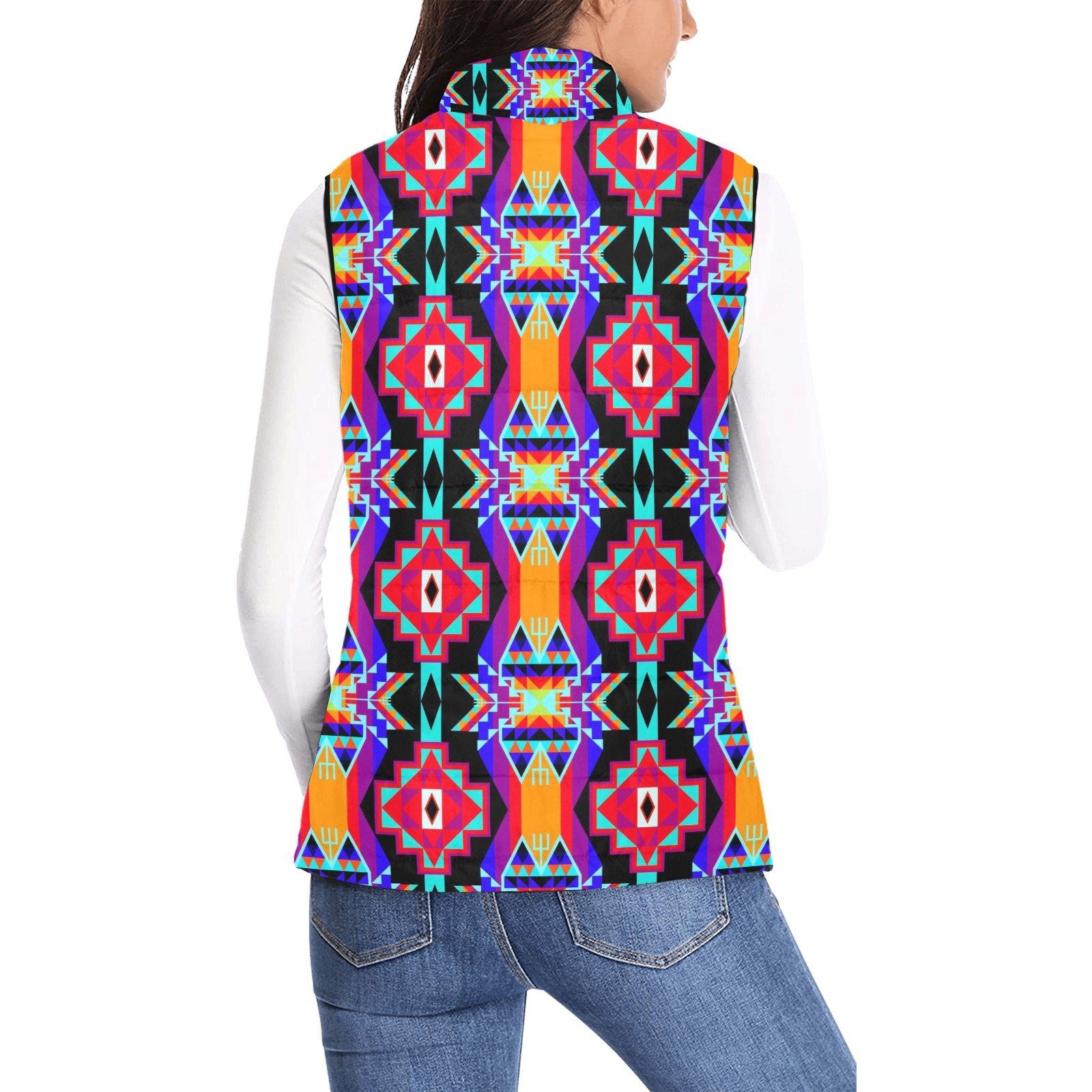 Fancy Bustle Women's Padded Vest Jacket (Model H44) Women's Padded Vest Jacket (H44) e-joyer