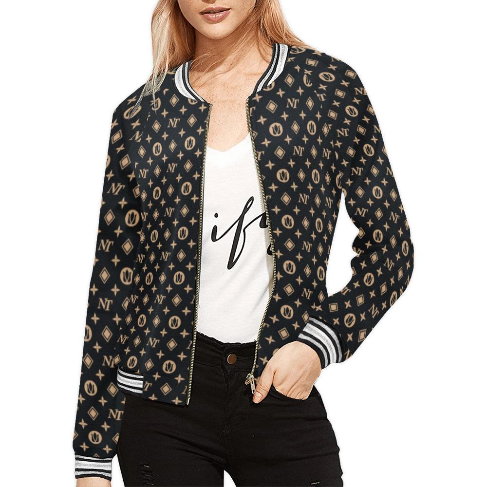 Fancy NT Black All Over Print Bomber Jacket for Women (Model H21) All Over Print Bomber Jacket for Women (H21) e-joyer
