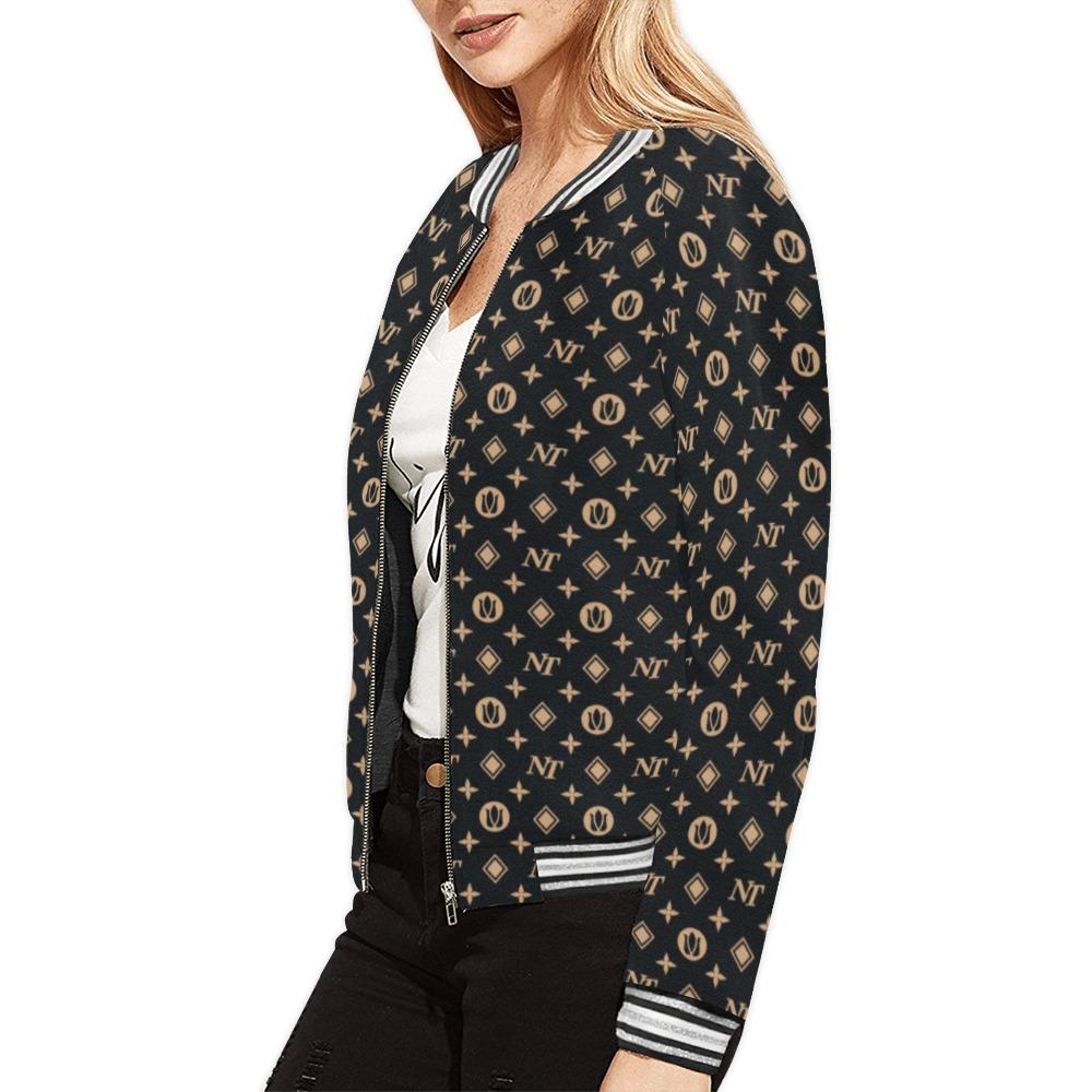 Fancy NT Black All Over Print Bomber Jacket for Women (Model H21) All Over Print Bomber Jacket for Women (H21) e-joyer