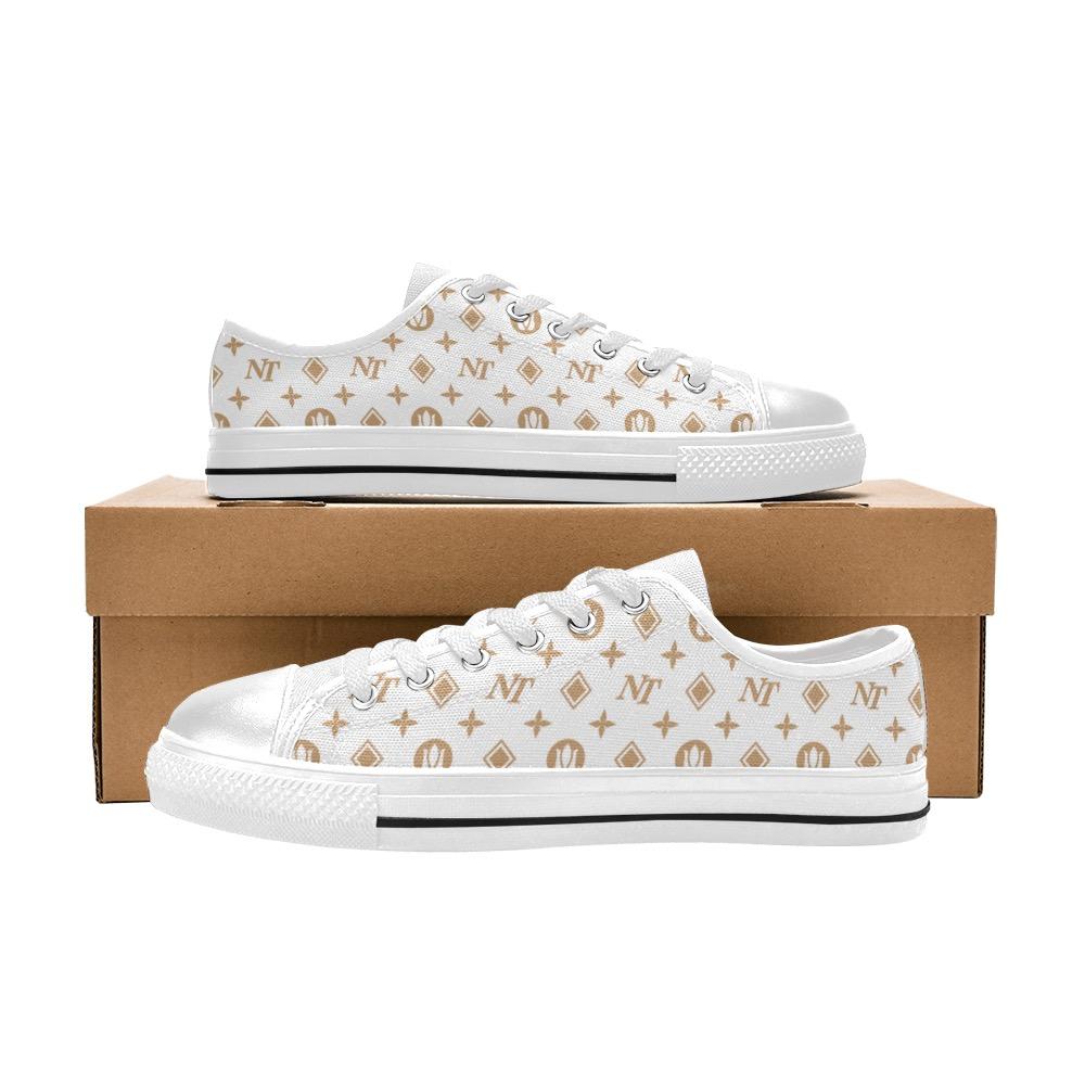 Fancy NT Brown on White Women's Classic Canvas Shoes (Model 018) Women's Canvas Shoes (018) e-joyer