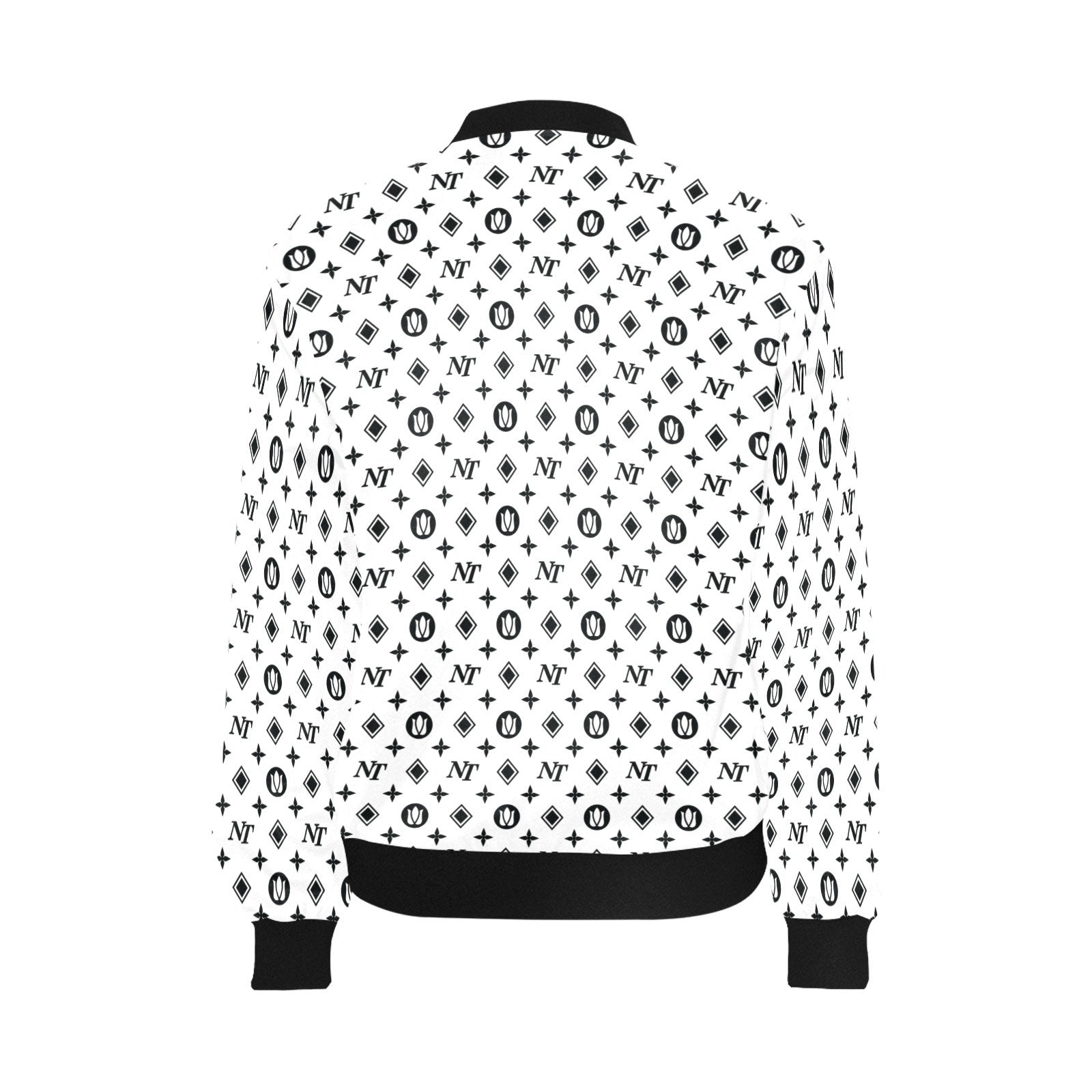 Fancy NT Pattern White on White All Over Print Bomber Jacket for Women (Model H36) All Over Print Bomber Jacket for Women (H36) e-joyer