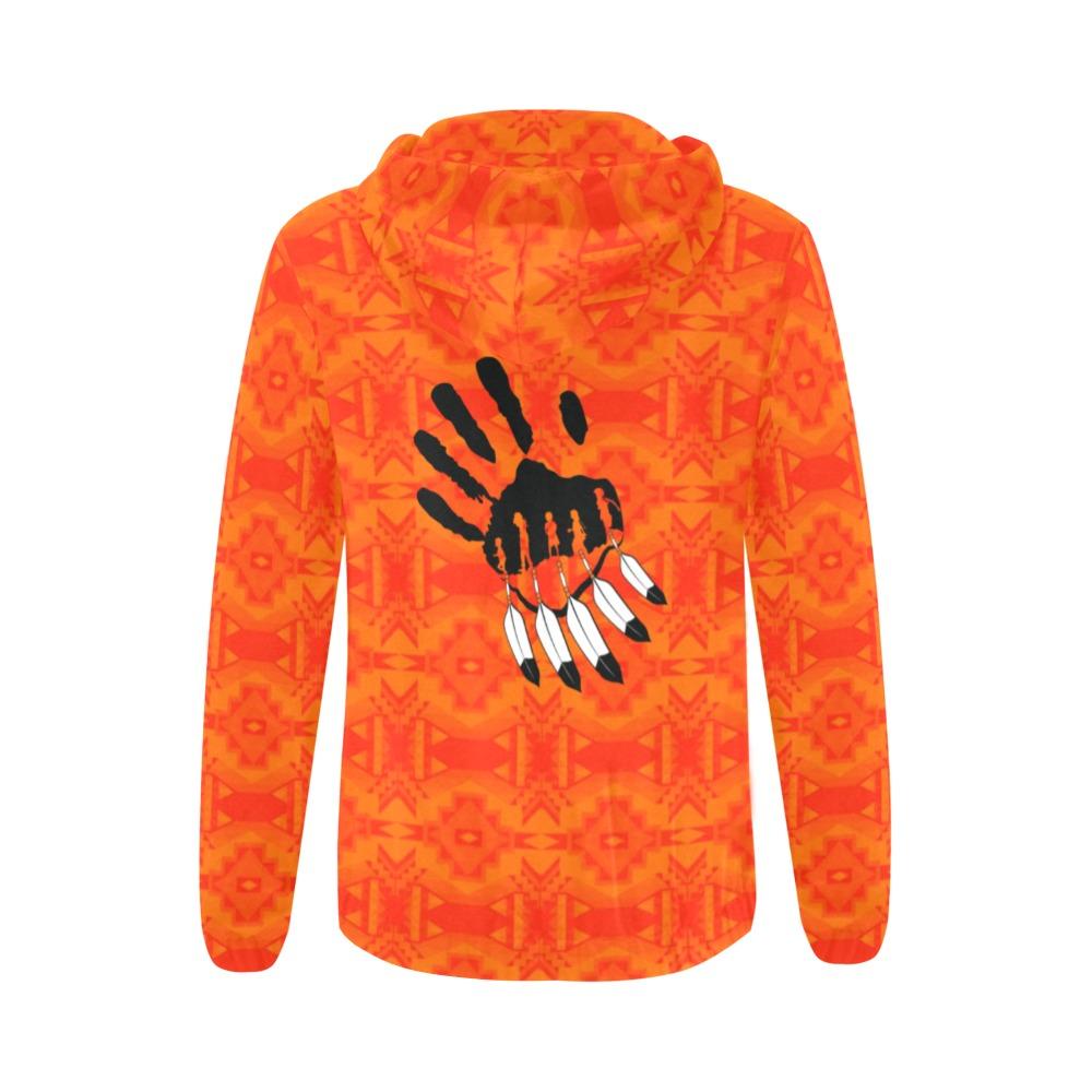 Fancy Orange A feather for each All Over Print Full Zip Hoodie for Women (Model H14) All Over Print Full Zip Hoodie for Women (H14) e-joyer