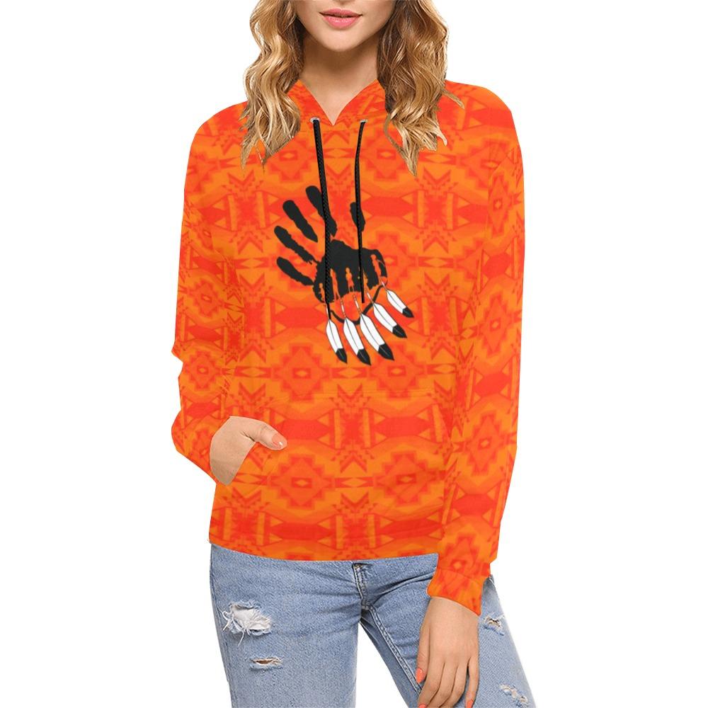 Fancy Orange A feather for each All Over Print Hoodie for Women (USA Size) (Model H13) All Over Print Hoodie for Women (H13) e-joyer