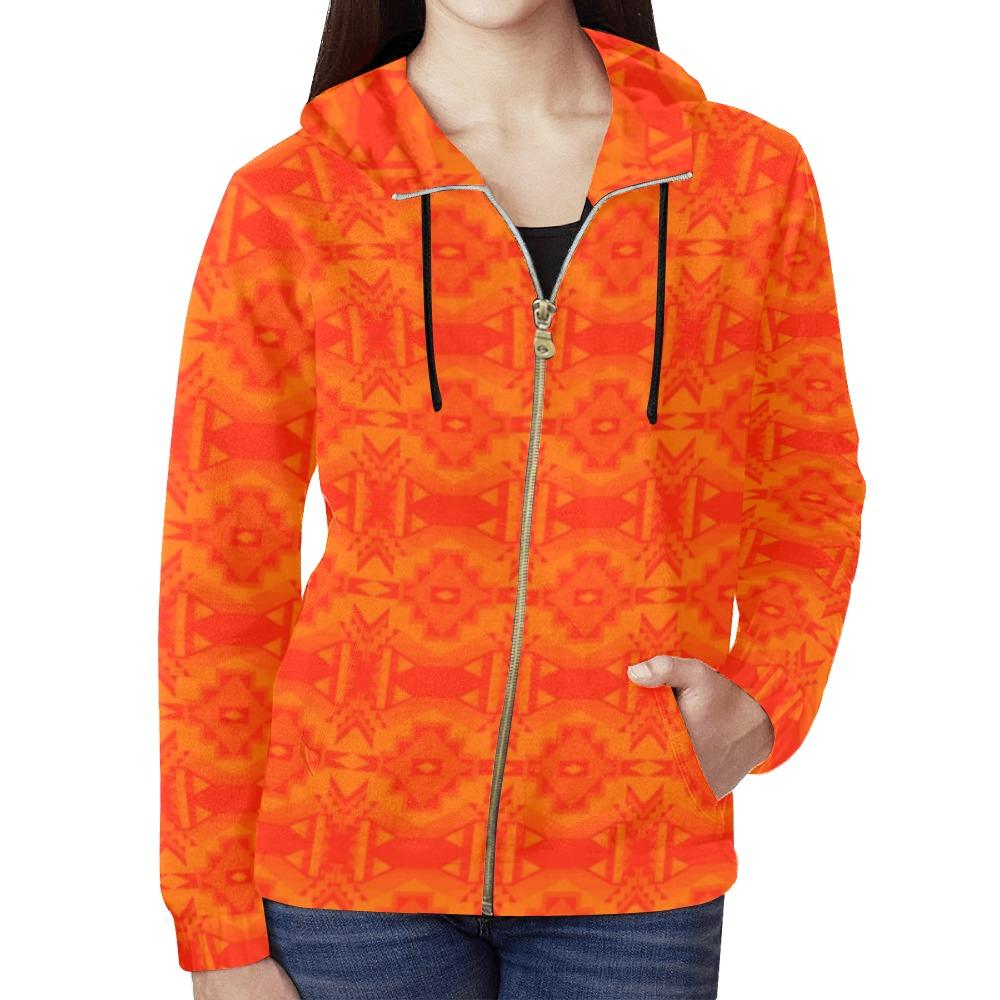 Fancy Orange Bring Them Home All Over Print Full Zip Hoodie for Women (Model H14) All Over Print Full Zip Hoodie for Women (H14) e-joyer