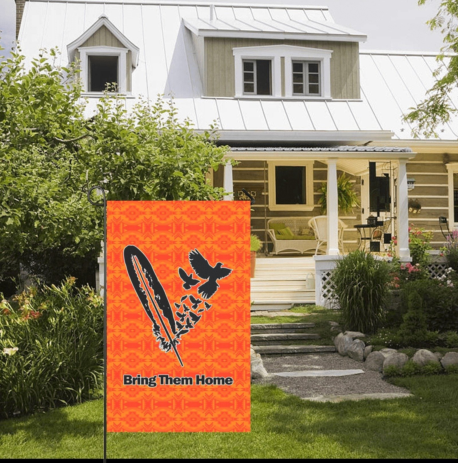 Fancy Orange - Bring Them Home Feather with Doves Garden Flag 36''x60'' (Two Sides Printing) Garden Flag 36‘’x60‘’ (Two Sides) e-joyer