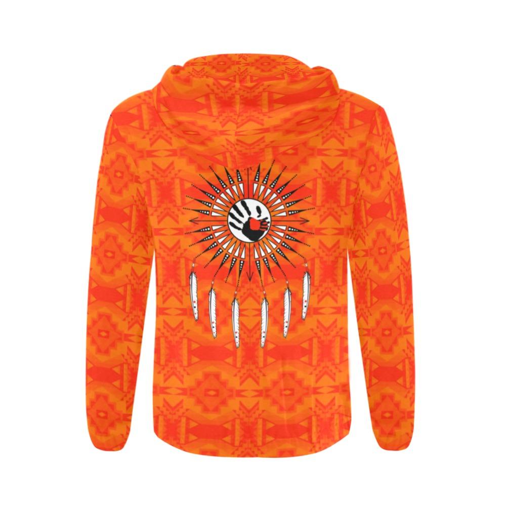 Fancy Orange Feather Directions All Over Print Full Zip Hoodie for Men (Model H14) All Over Print Full Zip Hoodie for Men (H14) e-joyer