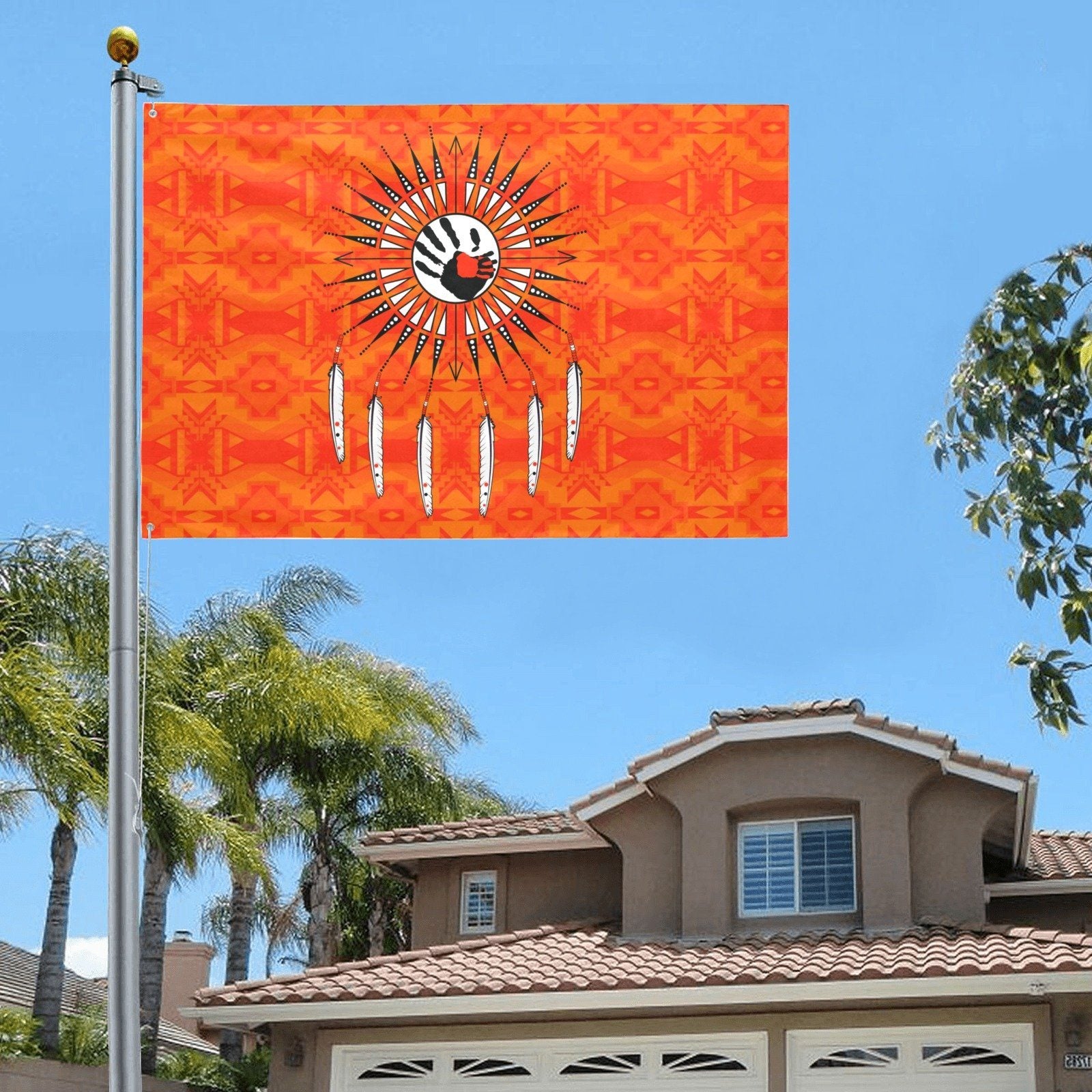 Fancy Orange Feather Directions Garden Flag 70"x47" Garden Flag 70"x47" e-joyer