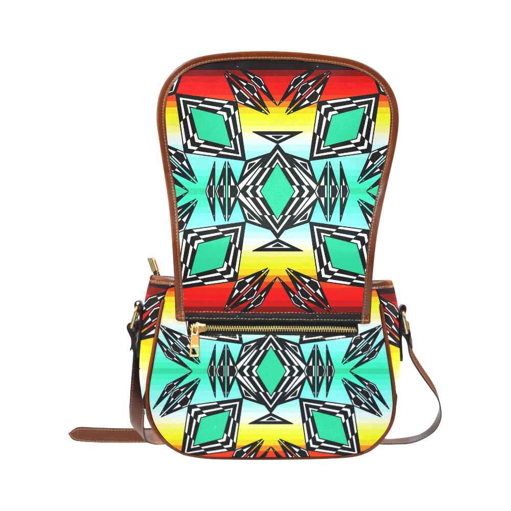 fire and Sky gradient II Saddle Bag/Large (Model 1649) Saddle Bag/Large e-joyer