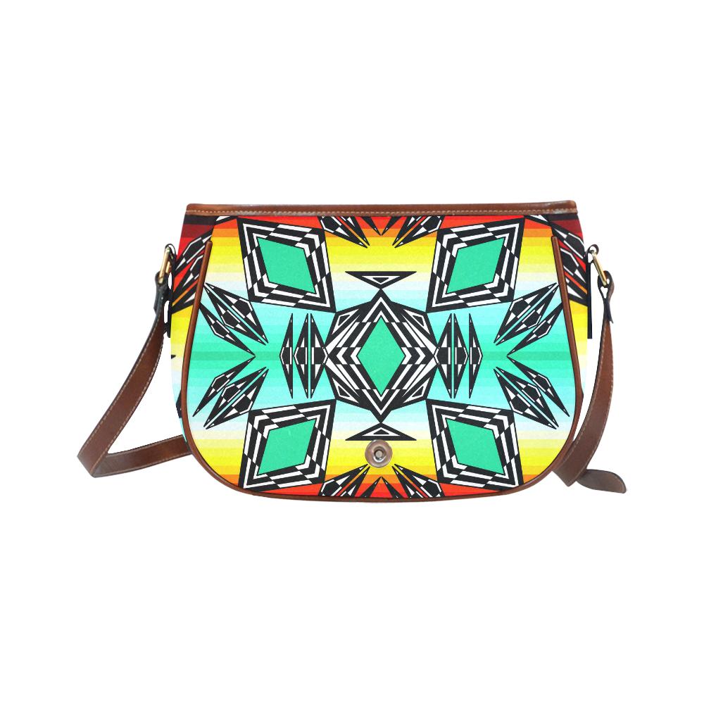 fire and Sky gradient II Saddle Bag/Large (Model 1649) Saddle Bag/Large e-joyer