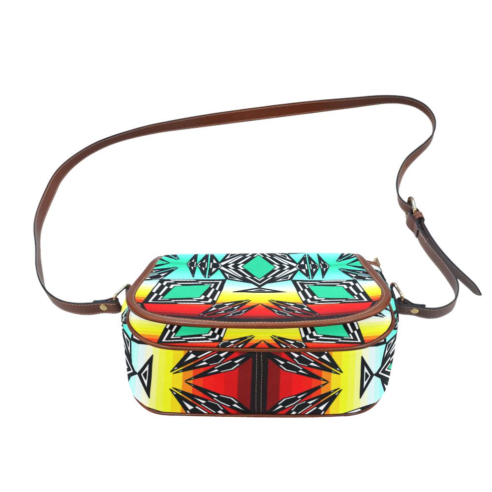 fire and Sky gradient II Saddle Bag/Large (Model 1649) Saddle Bag/Large e-joyer