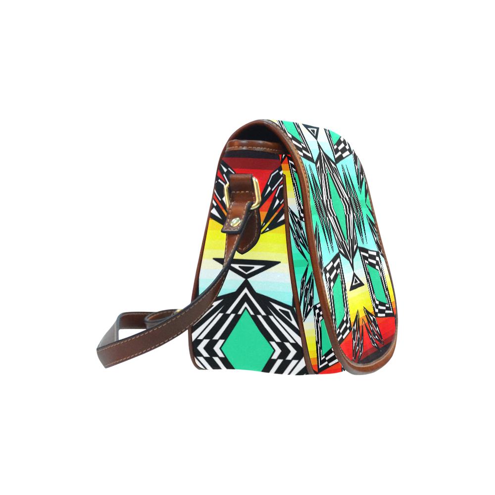 fire and Sky gradient II Saddle Bag/Large (Model 1649) Saddle Bag/Large e-joyer
