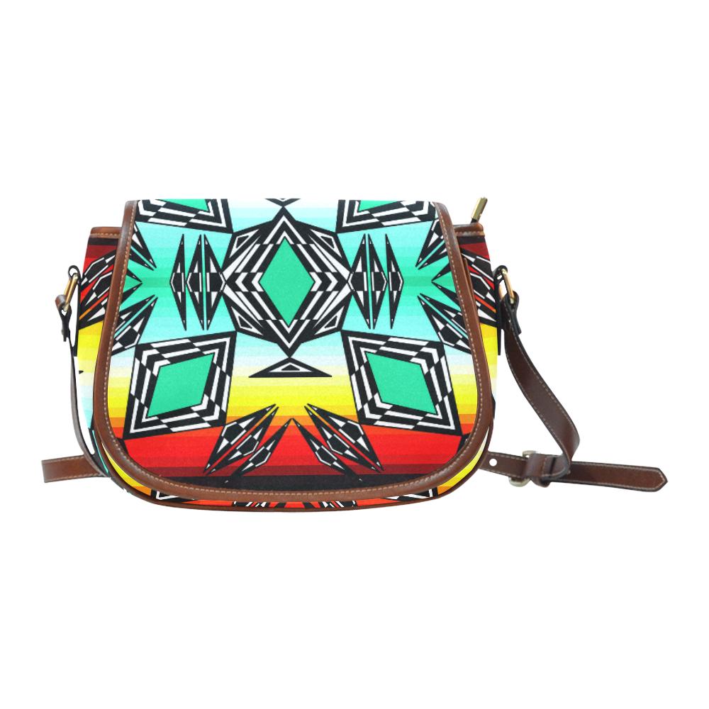 fire and Sky gradient II Saddle Bag/Large (Model 1649) Saddle Bag/Large e-joyer