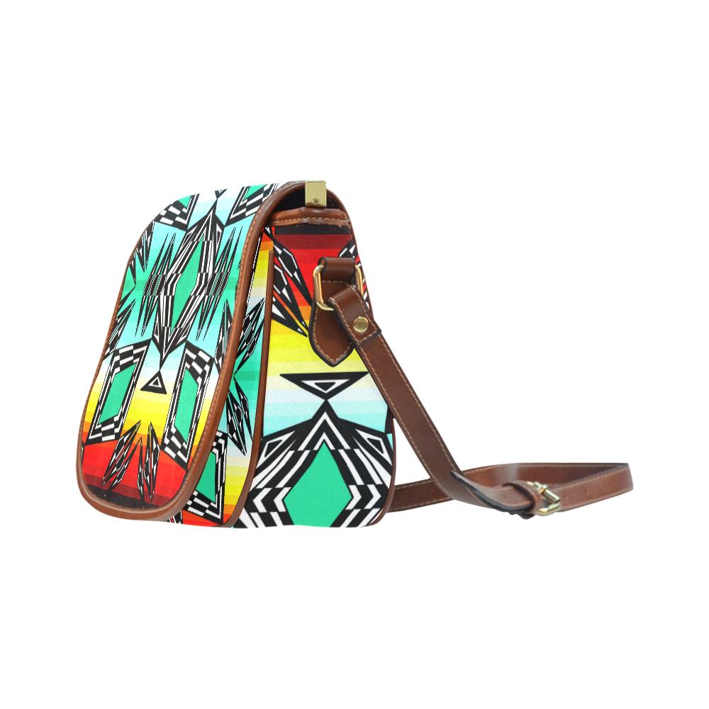 fire and Sky gradient II Saddle Bag/Large (Model 1649) Saddle Bag/Large e-joyer