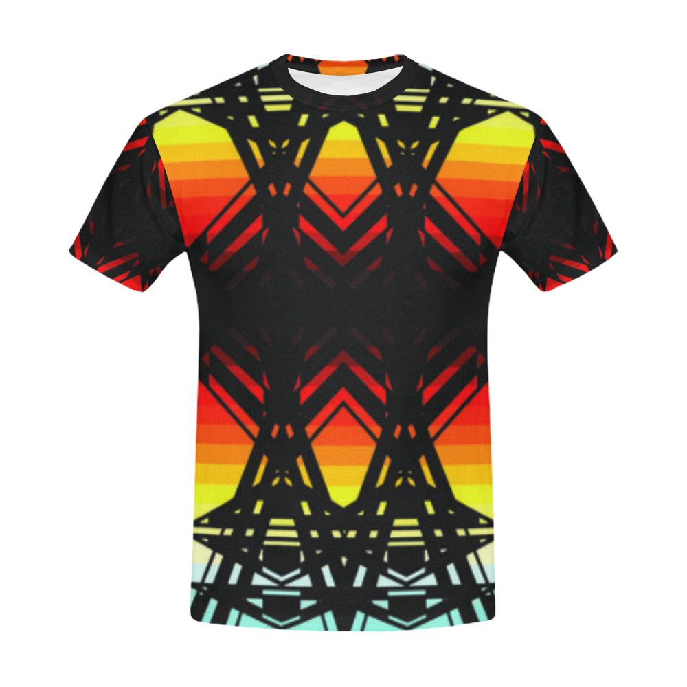 Fire and Turquiose All Over Print T-Shirt for Men (USA Size) (Model T40) All Over Print T-Shirt for Men e-joyer