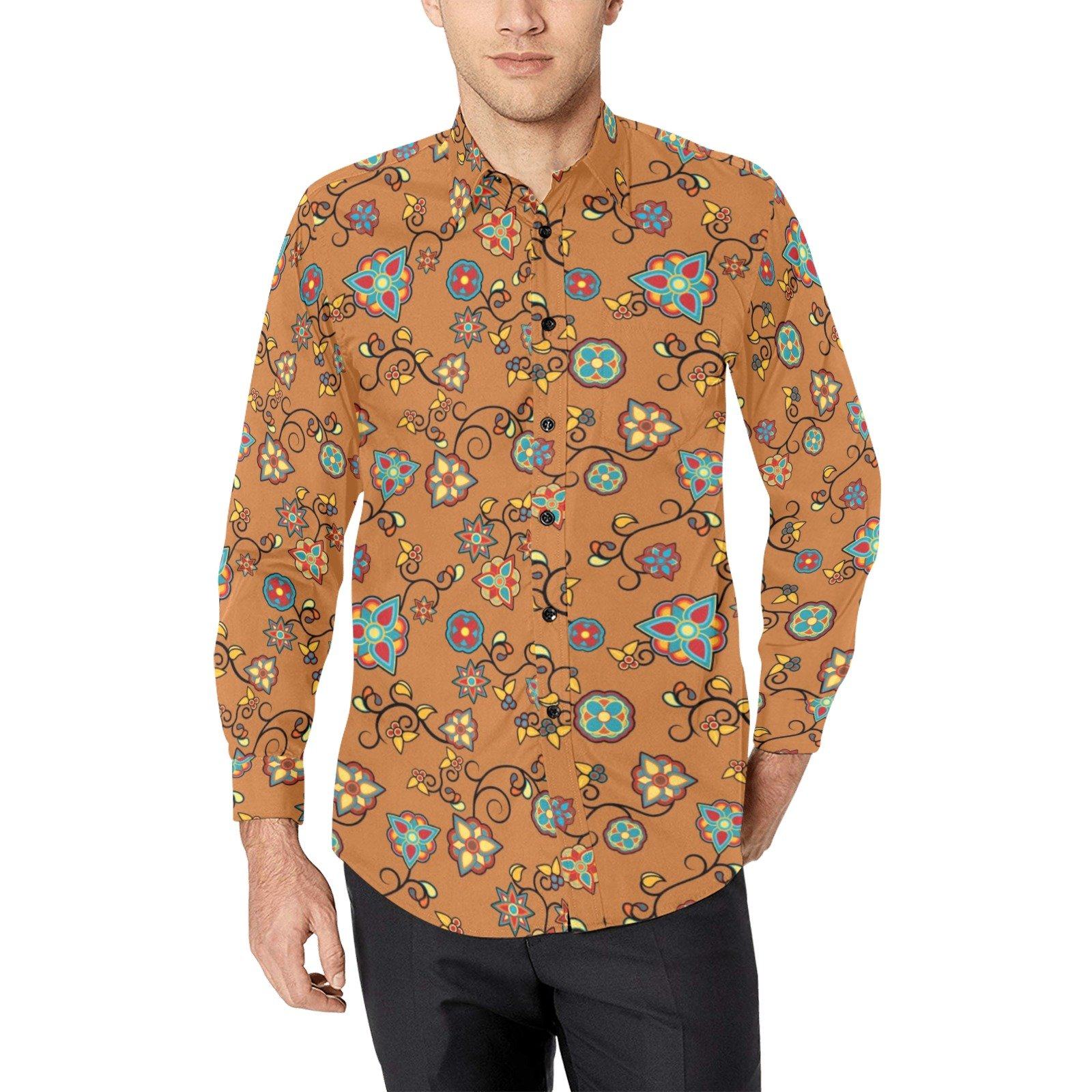 Fire Bloom Light Men's All Over Print Casual Dress Shirt (Model T61) Men's Dress Shirt (T61) e-joyer