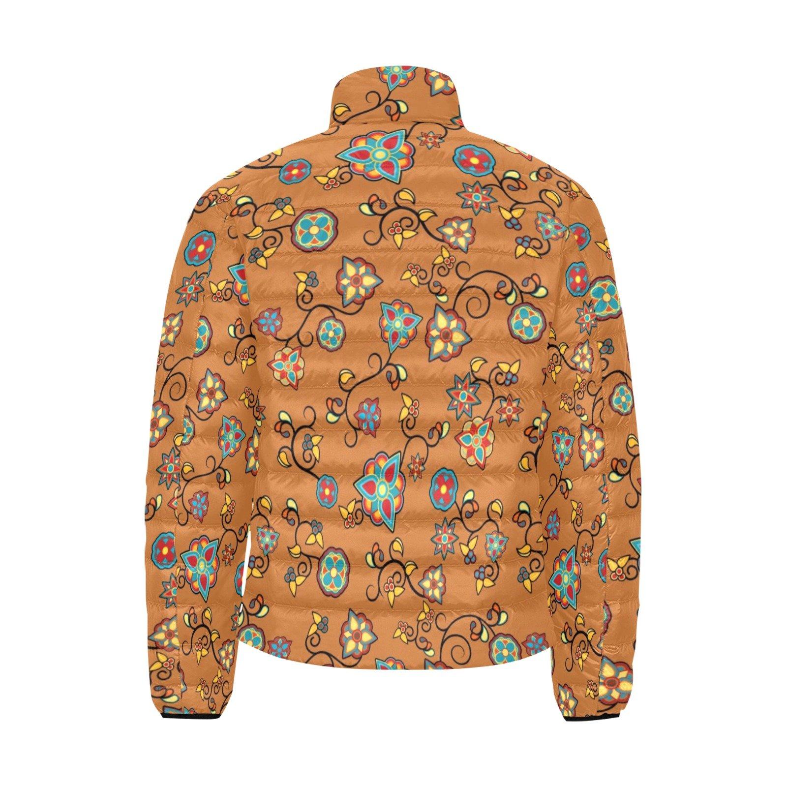 Fire Bloom Light Men's Stand Collar Padded Jacket (Model H41) Men's Stand Collar Padded Jacket (H41) e-joyer
