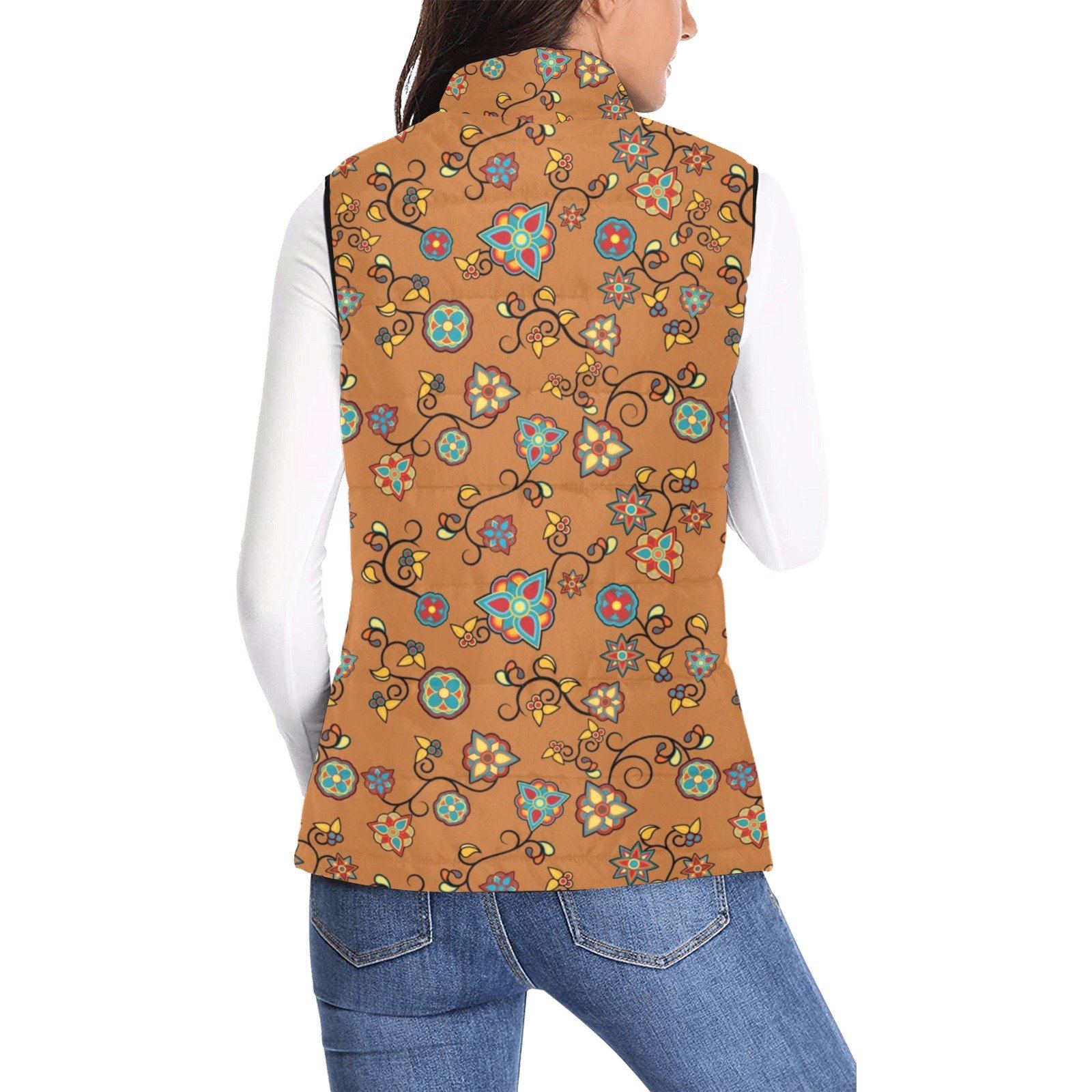 Fire Bloom Light Women's Padded Vest Jacket (Model H44) Women's Padded Vest Jacket (H44) e-joyer