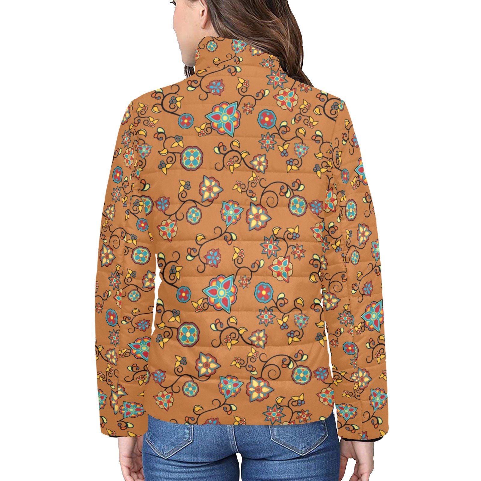 Fire Bloom Light Women's Stand Collar Padded Jacket (Model H41) jacket e-joyer