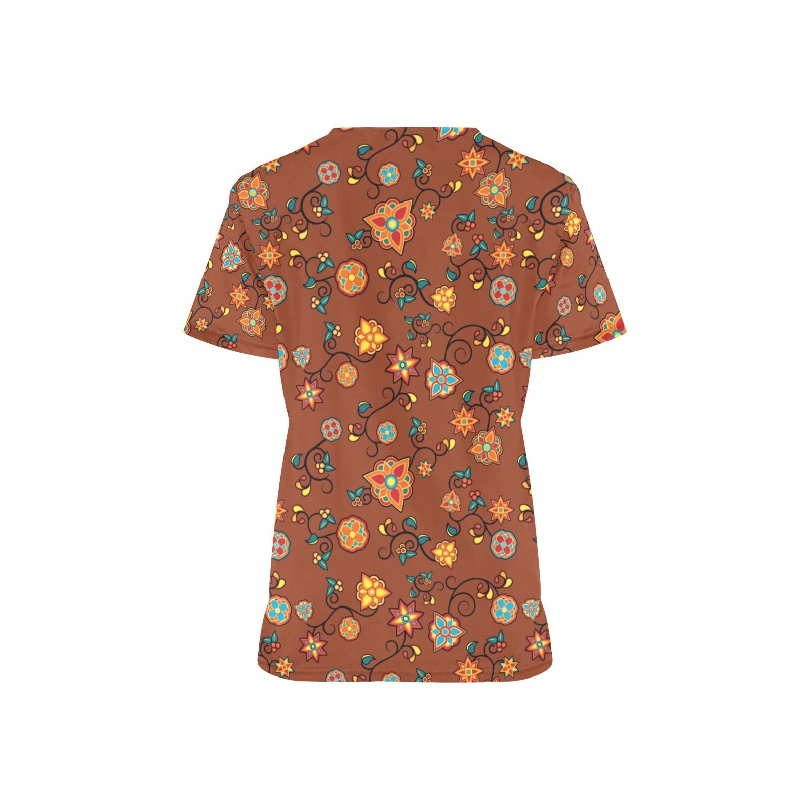 Fire Bloom Shade All Over Print Scrub Top Scrub Top e-joyer
