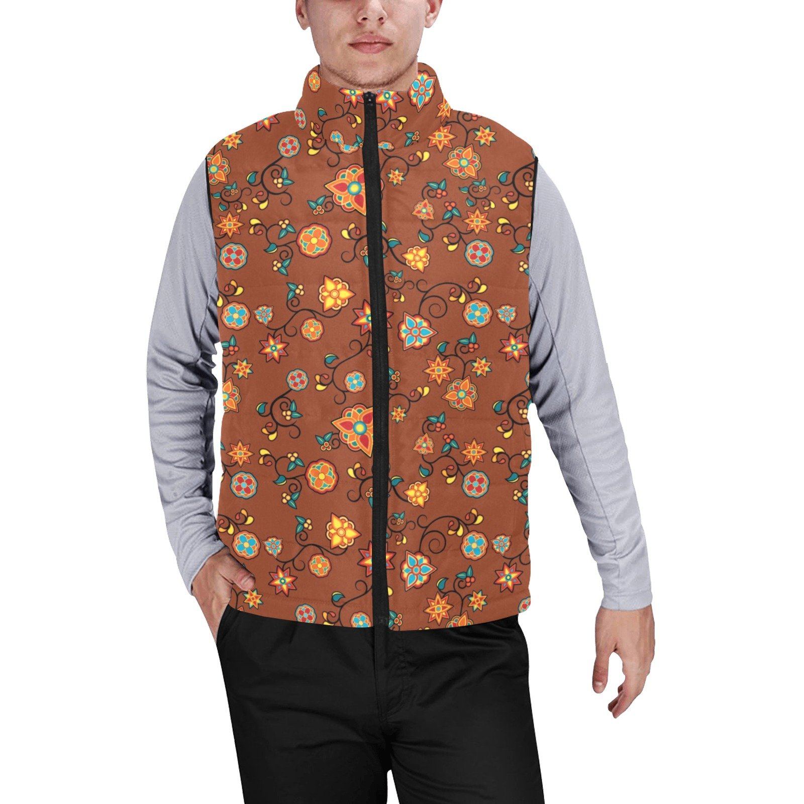 Fire Bloom Shade Men's Padded Vest Jacket (Model H44) Men's Padded Vest Jacket (H44) e-joyer