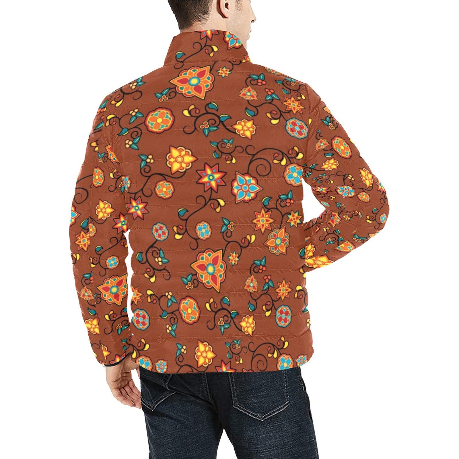 Fire Bloom Shade Men's Stand Collar Padded Jacket (Model H41) Men's Stand Collar Padded Jacket (H41) e-joyer