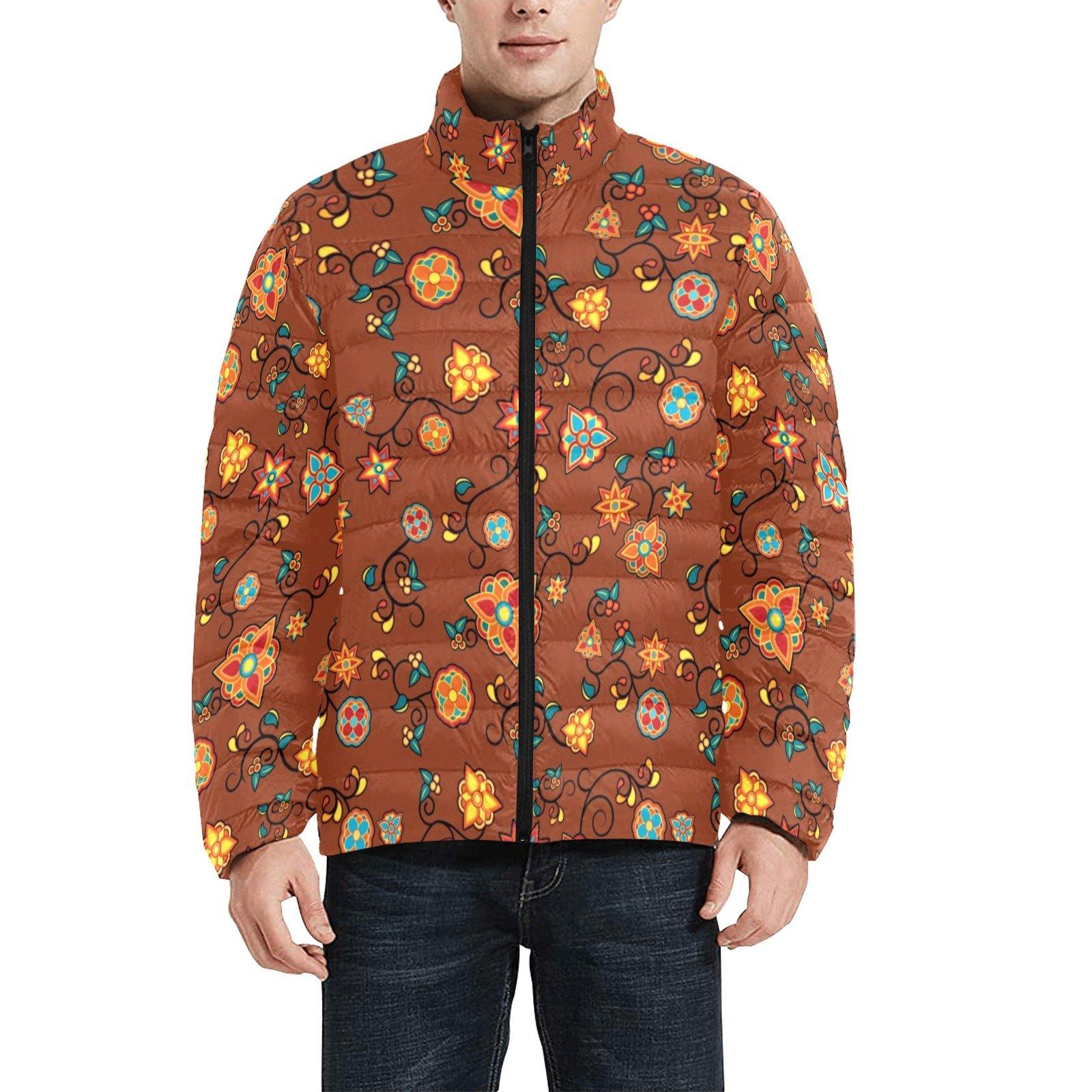 Fire Bloom Shade Men's Stand Collar Padded Jacket (Model H41) Men's Stand Collar Padded Jacket (H41) e-joyer