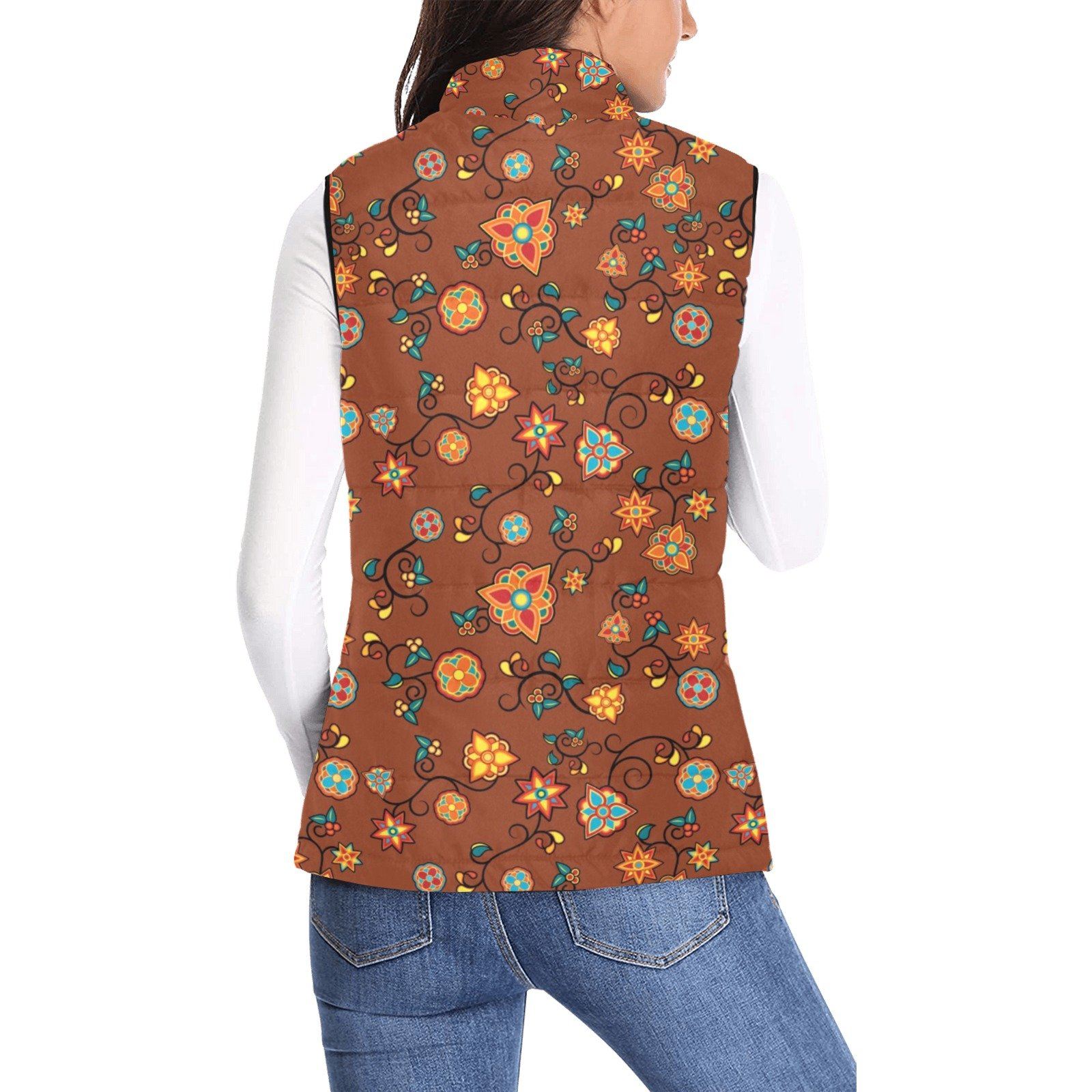 Fire Bloom Shade Women's Padded Vest Jacket (Model H44) Women's Padded Vest Jacket (H44) e-joyer