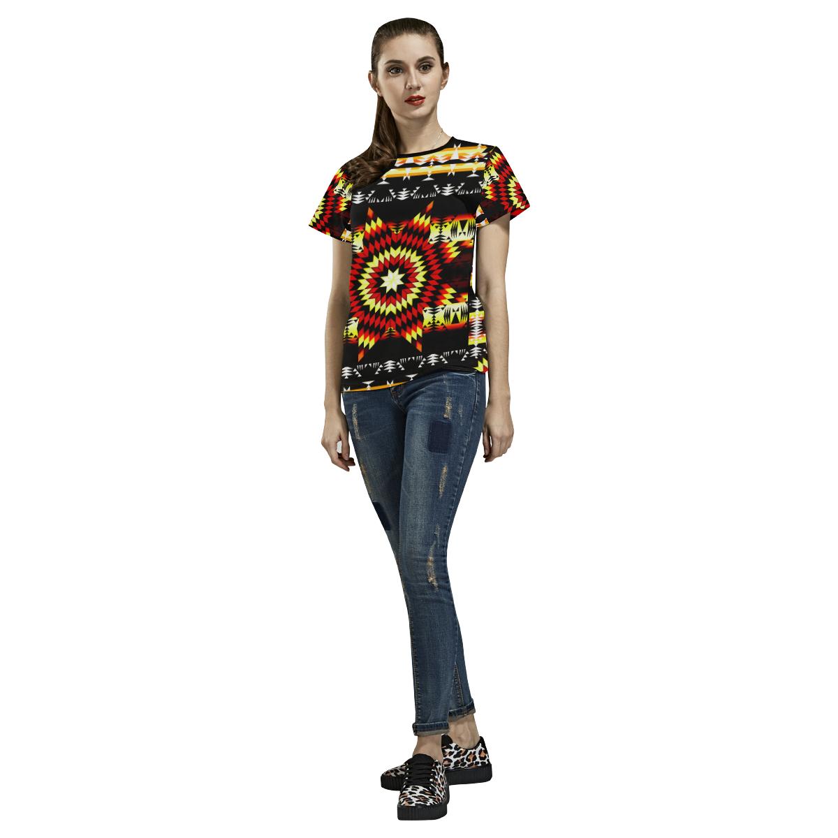 Fire Colors All Over Print T-shirt for Women/Large Size (USA Size) (Model T40) All Over Print T-Shirt for Women/Large (T40) e-joyer