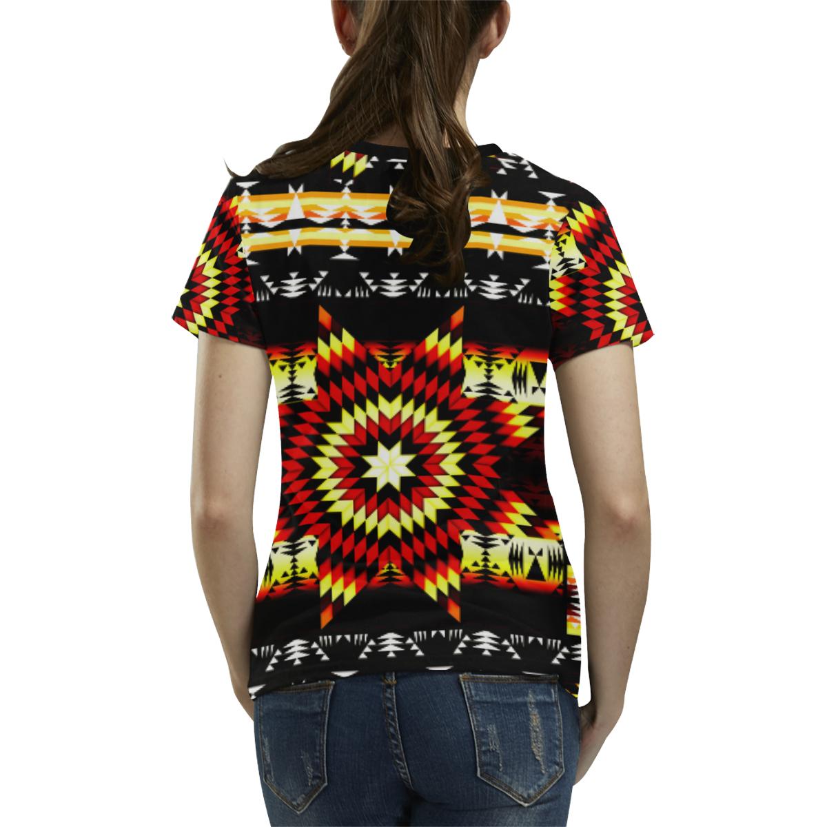 Fire Colors All Over Print T-shirt for Women/Large Size (USA Size) (Model T40) All Over Print T-Shirt for Women/Large (T40) e-joyer