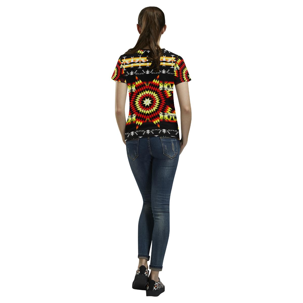 Fire Colors All Over Print T-shirt for Women/Large Size (USA Size) (Model T40) All Over Print T-Shirt for Women/Large (T40) e-joyer