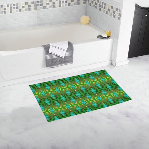 Fire Colors and Sky Green Bath Rug 16''x 28'' Bath Rug 16''x 28'' e-joyer
