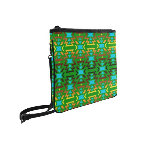 Fire Colors and Sky Green Slim Clutch Bag (Model 1668) Slim Clutch Bags (1668) e-joyer