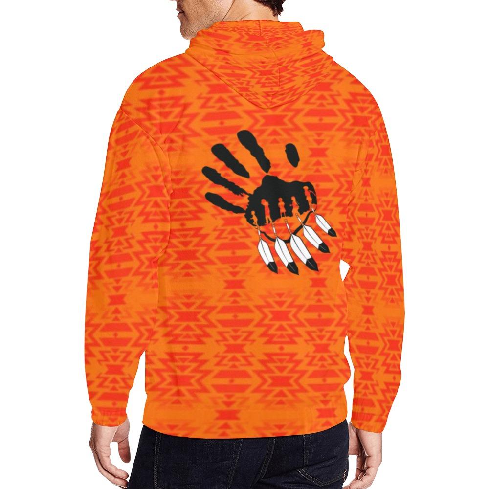 Fire Colors and Turquoise A feather for each All Over Print Full Zip Hoodie for Men (Model H14) All Over Print Full Zip Hoodie for Men (H14) e-joyer