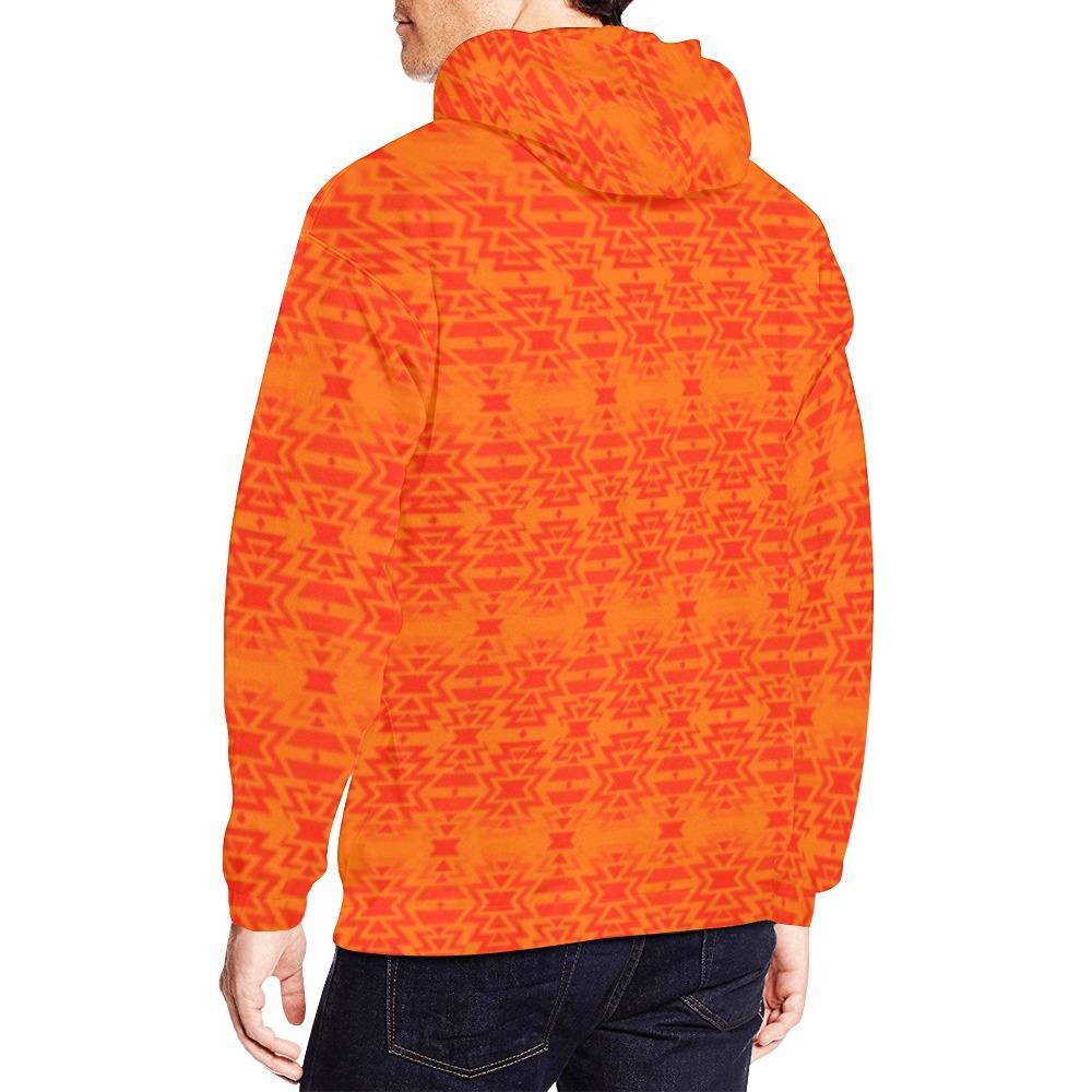 Fire Colors and Turquoise All Over Print Hoodie for Men (USA Size) (Model H13) All Over Print Hoodie for Men (H13) e-joyer