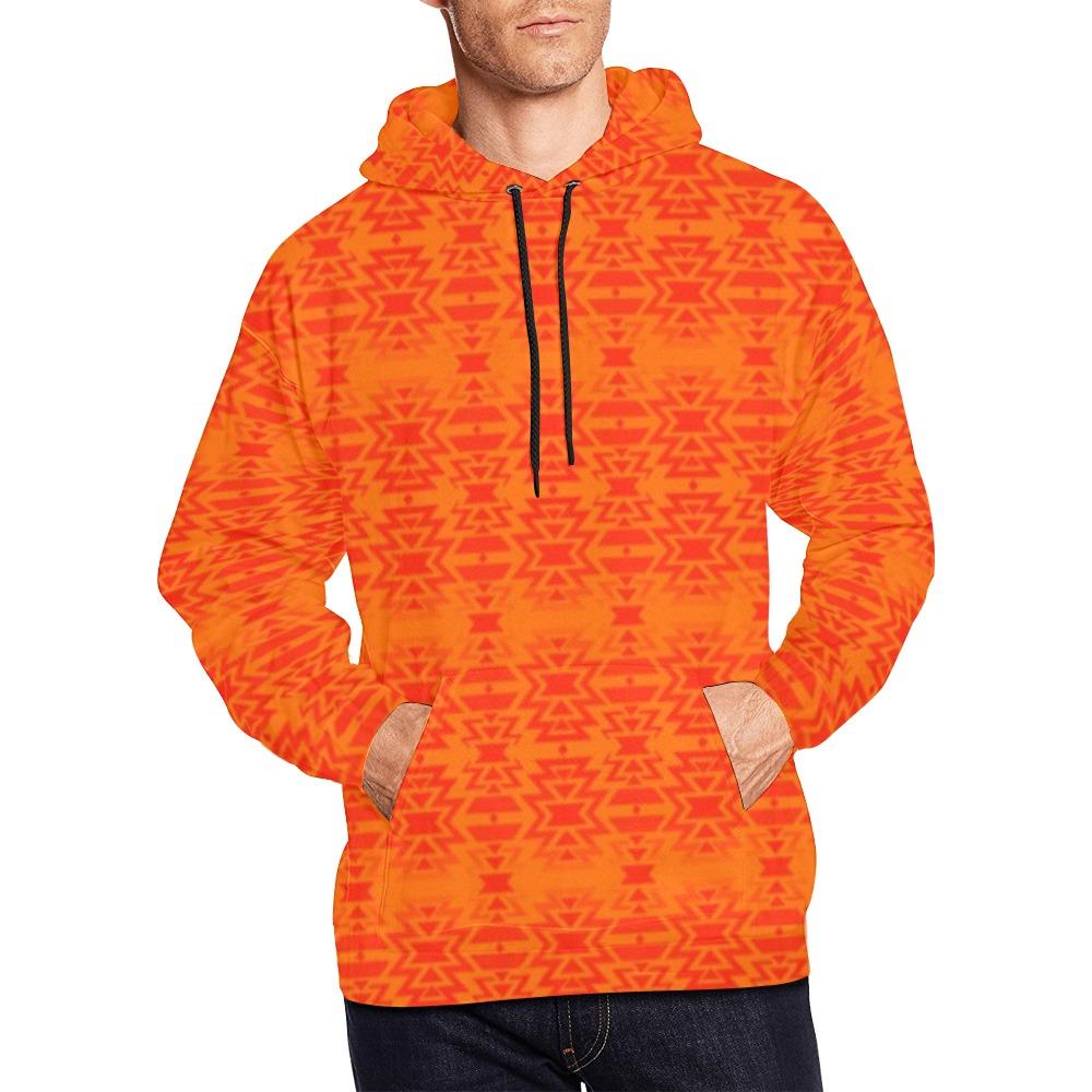 Fire Colors and Turquoise All Over Print Hoodie for Men (USA Size) (Model H13) All Over Print Hoodie for Men (H13) e-joyer