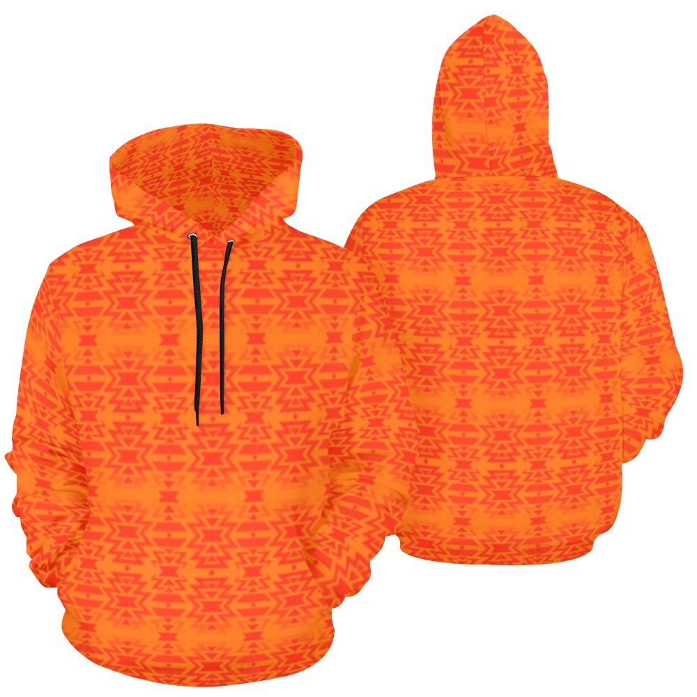 Fire Colors and Turquoise All Over Print Hoodie for Men (USA Size) (Model H13) All Over Print Hoodie for Men (H13) e-joyer