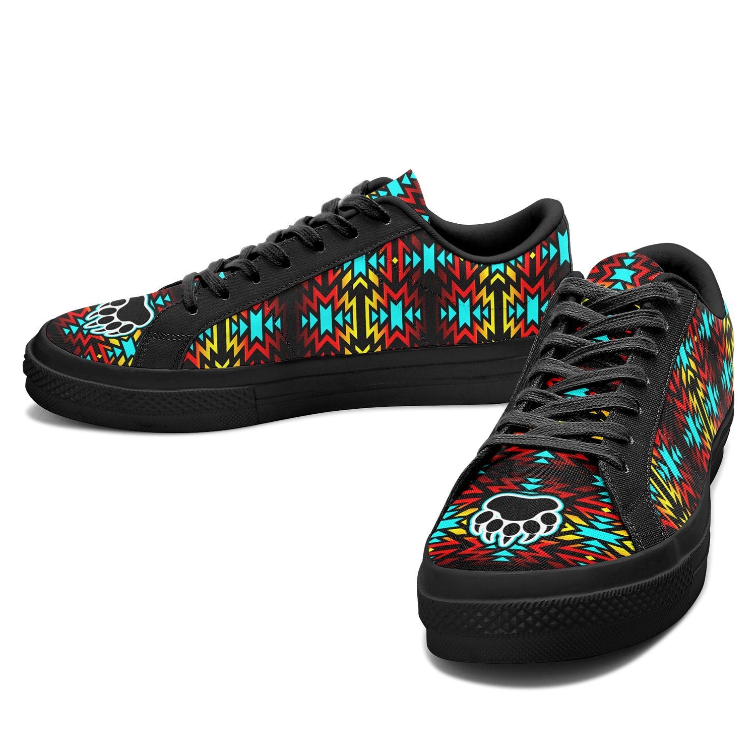 Fire Colors and Turquoise Bearpaw Aapisi Low Top Canvas Shoes Black Sole 49 Dzine