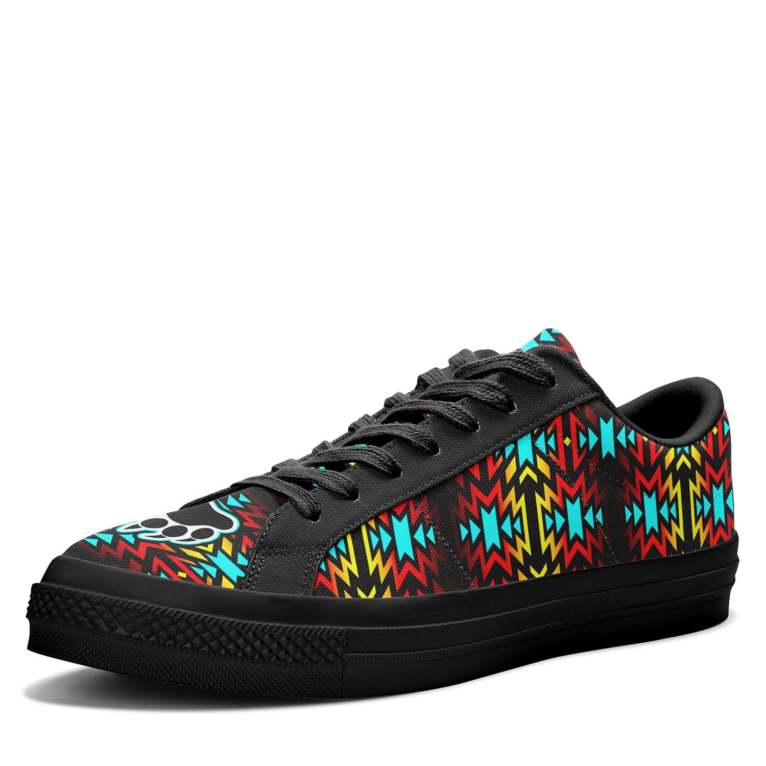 Fire Colors and Turquoise Bearpaw Aapisi Low Top Canvas Shoes Black Sole 49 Dzine