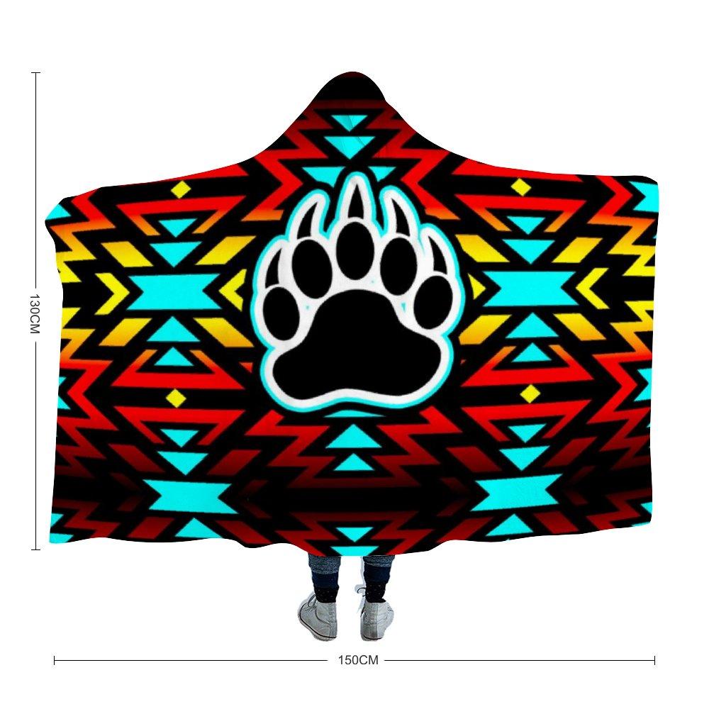 Fire Colors and Turquoise Bearpaw Hooded Blanket 49 Dzine