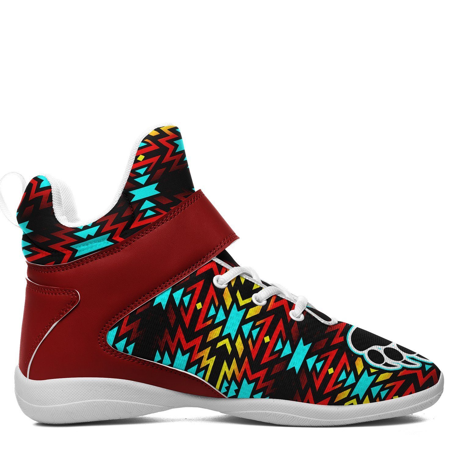 Fire Colors and Turquoise Bearpaw Ipottaa Basketball / Sport High Top Shoes - White Sole 49 Dzine