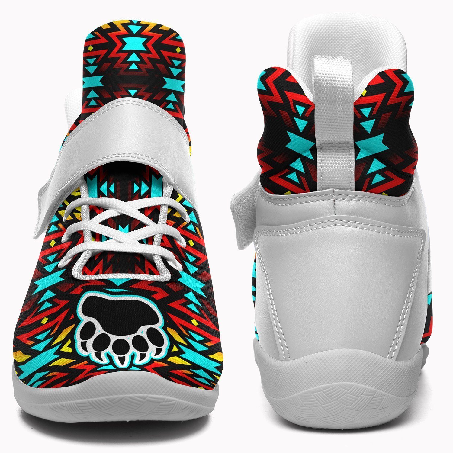 Fire Colors and Turquoise Bearpaw Ipottaa Basketball / Sport High Top Shoes - White Sole 49 Dzine